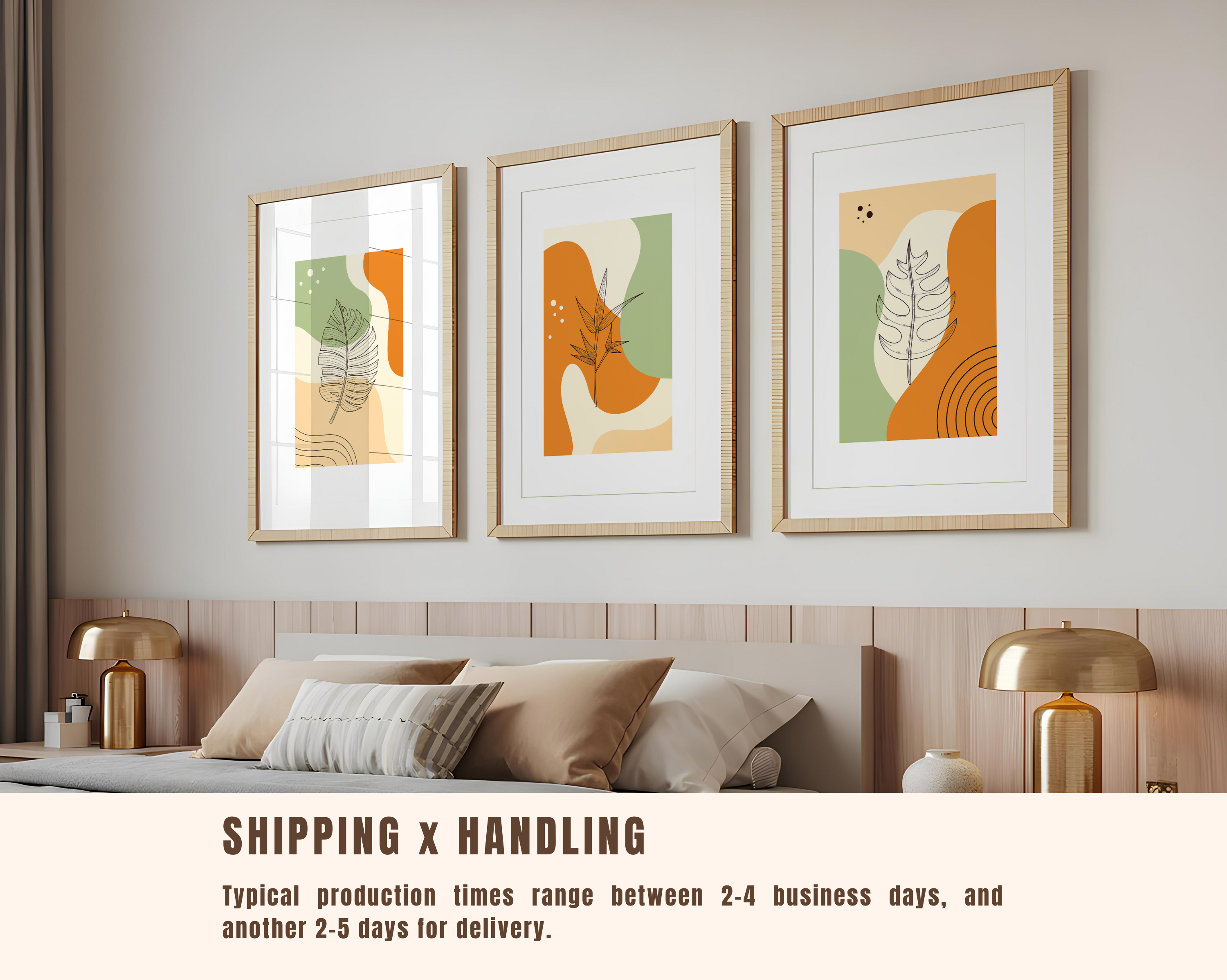 MODERN BOHO ABSTRACT LEAF WALL ART SET – SAGE GREEN & TERRACOTTA BOTANICAL PRINTS