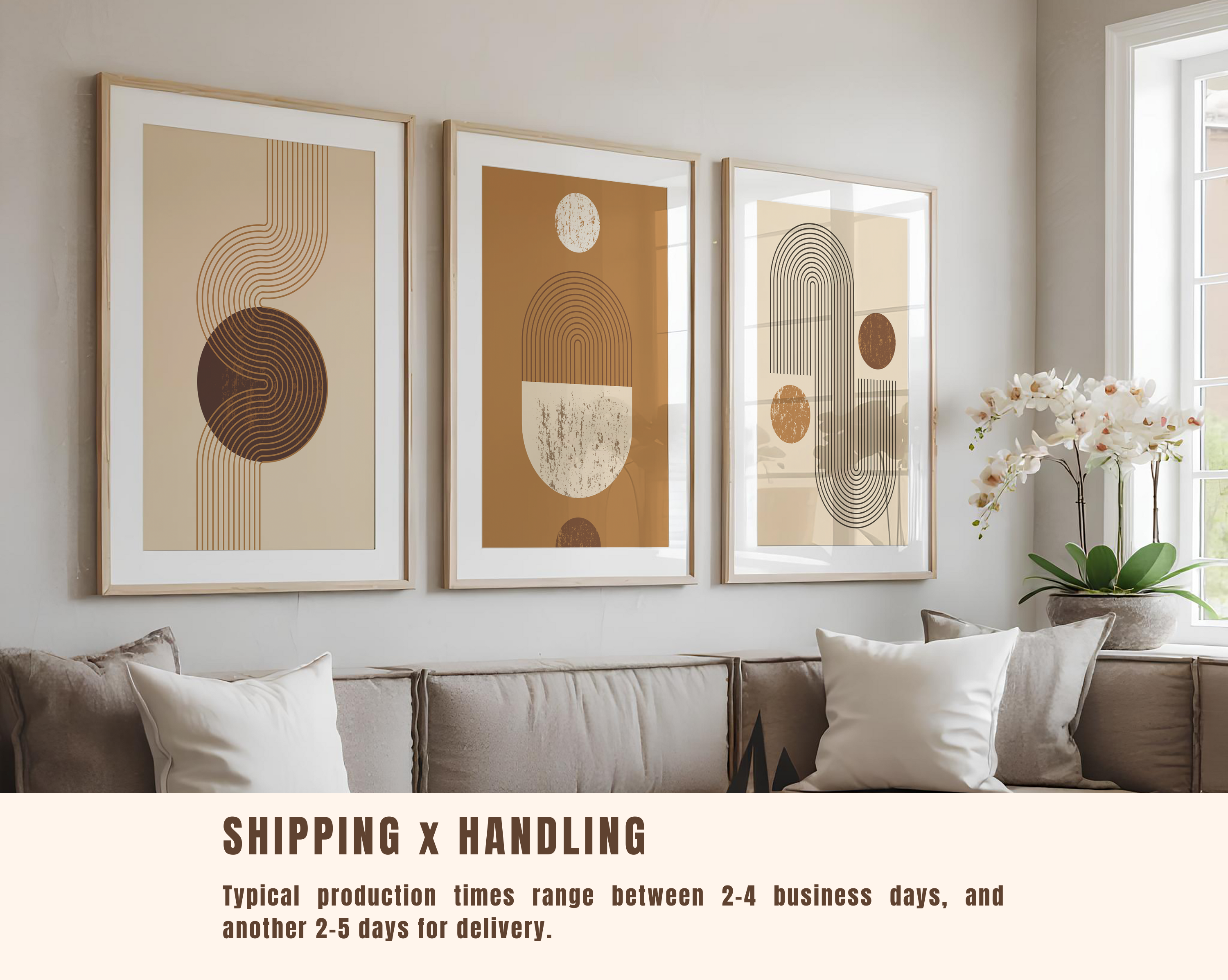 NEUTRAL GEOMETRIC BOHO WALL ART SET – ABSTRACT MID CENTURY ARCH PRINTS