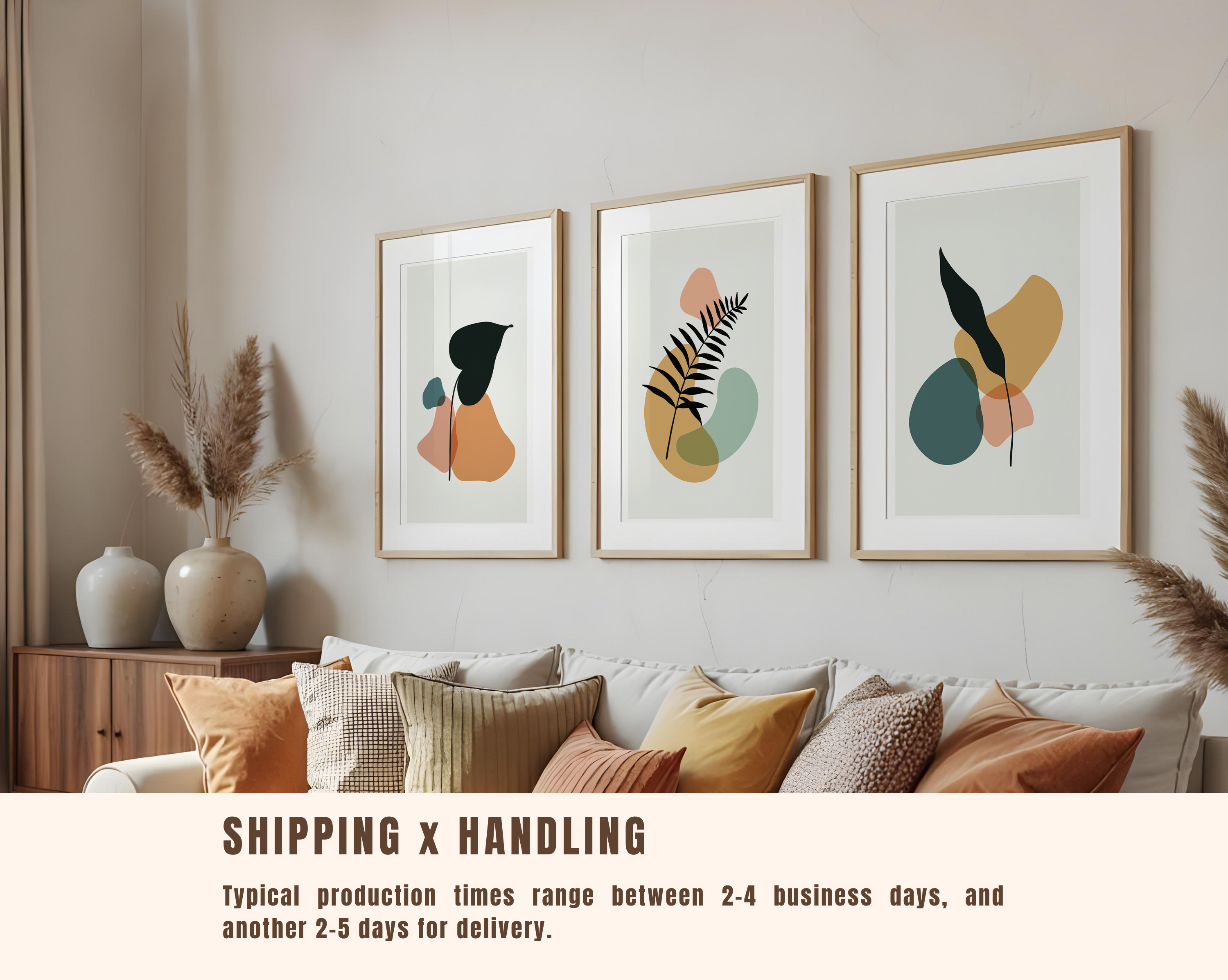 MID-CENTURY BOHO BOTANICAL WALL ART SET – ABSTRACT EARTH TONE