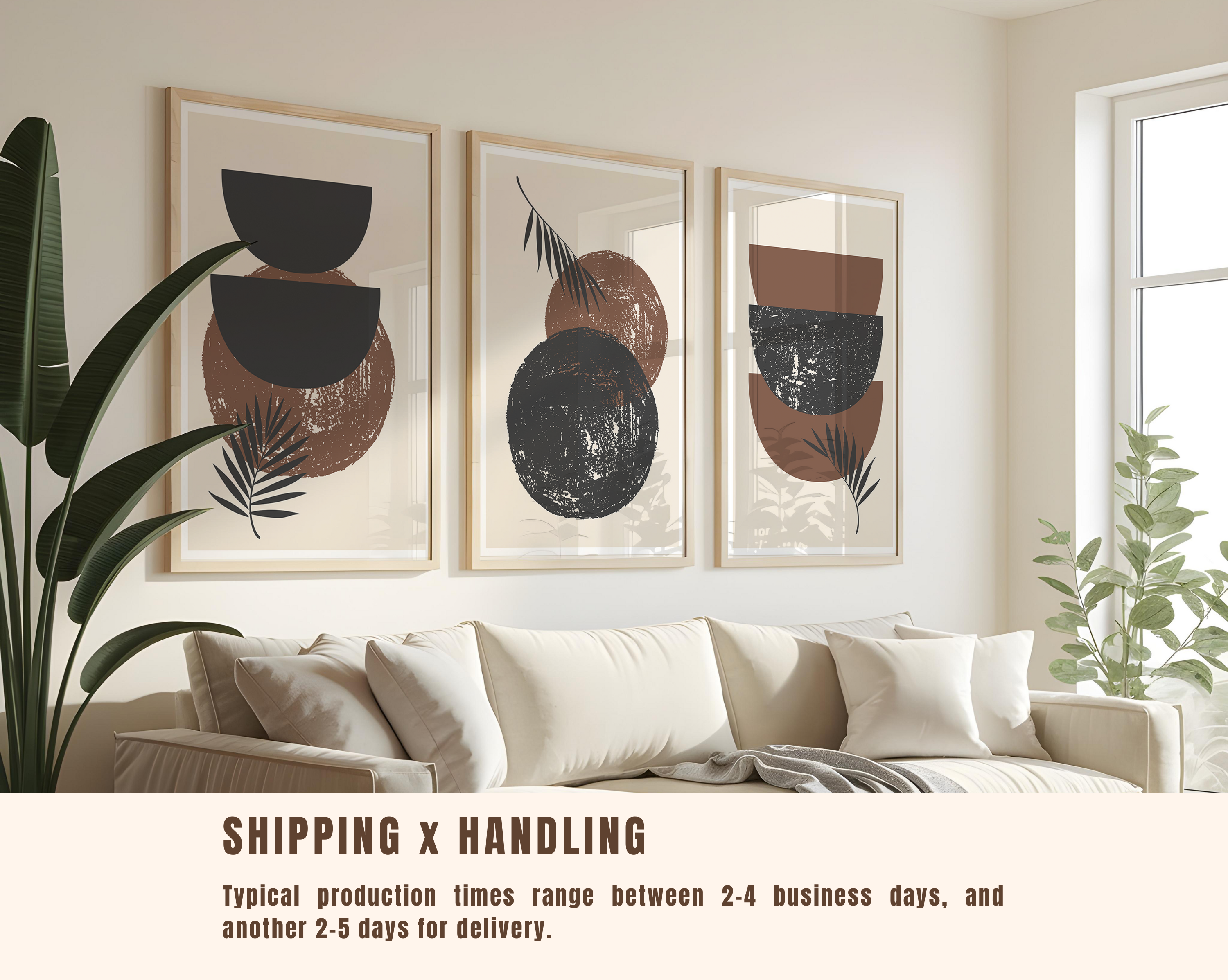 EARTH TONE BOHO WALL ART SET – ABSTRACT NEUTRAL GEOMETRIC PRINTS