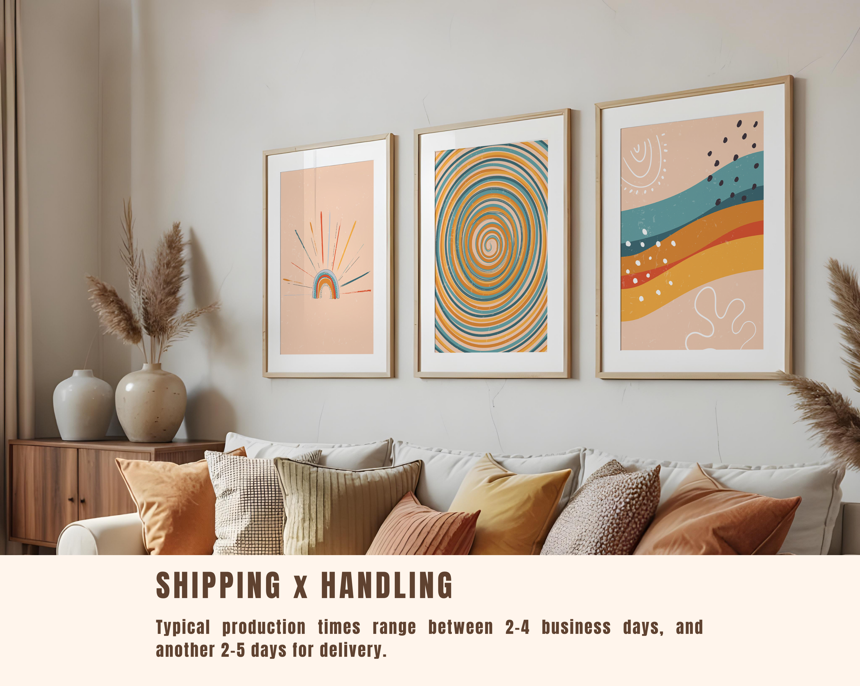 RETRO BOHO RAINBOW WALL ART SET – MID-CENTURY