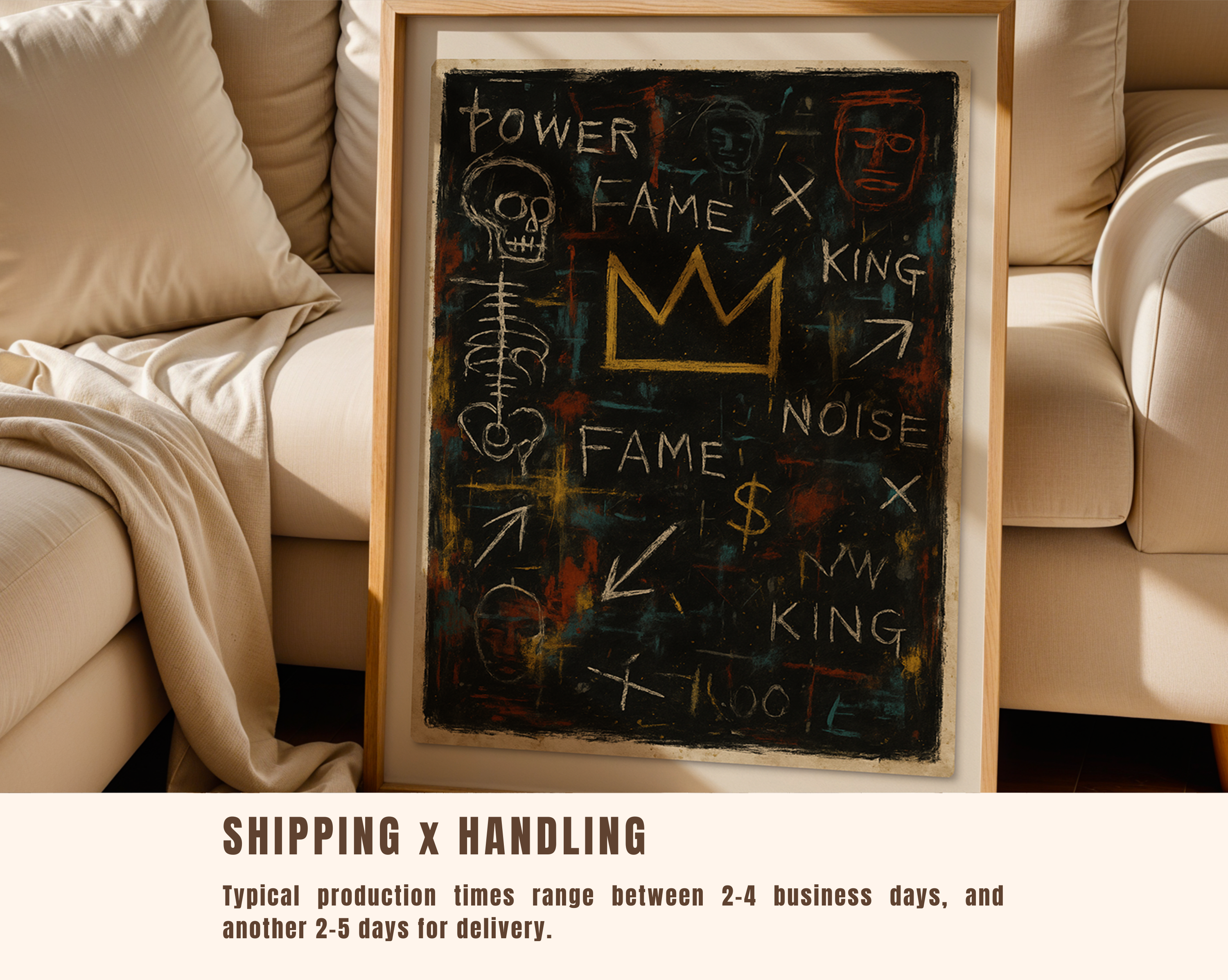 Basquiat Inspired Crown – Power Fame King Urban Graffiti Wall Art