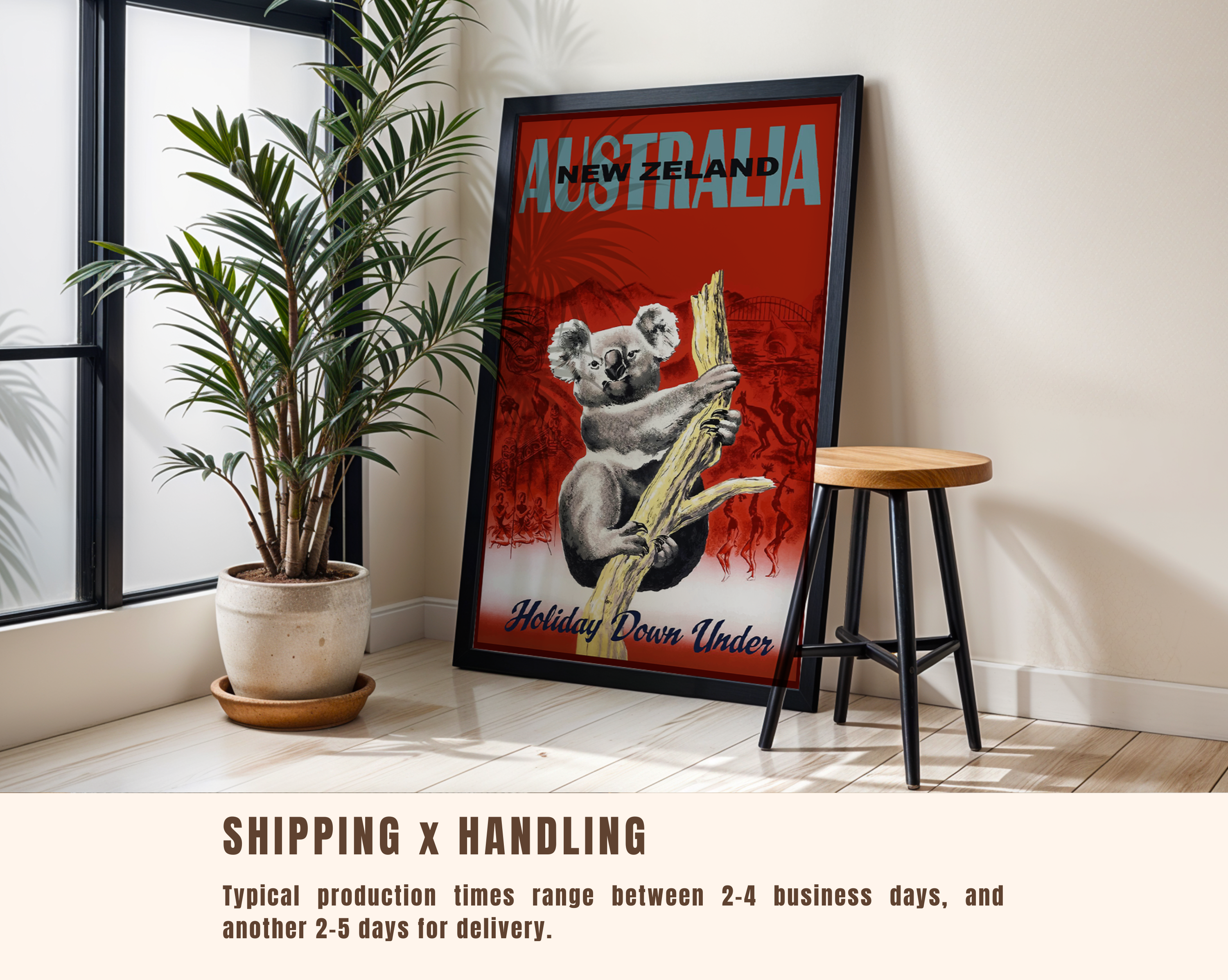 AUSTRALIA & NEW ZEALAND TRAVEL POSTER