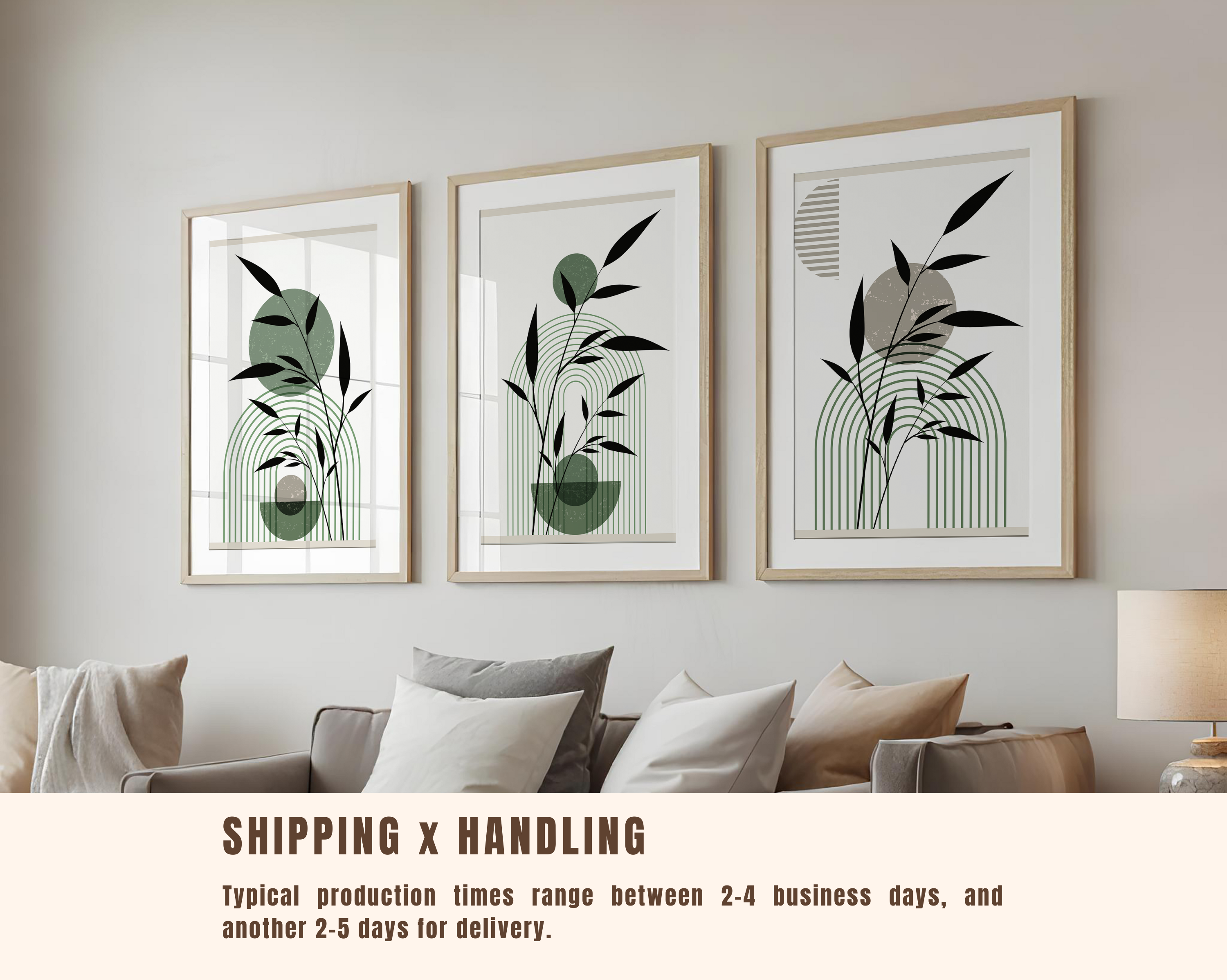 SAGE GREEN BOHO BOTANICAL WALL ART SET – MINIMALIST ARCH ABSTRACT