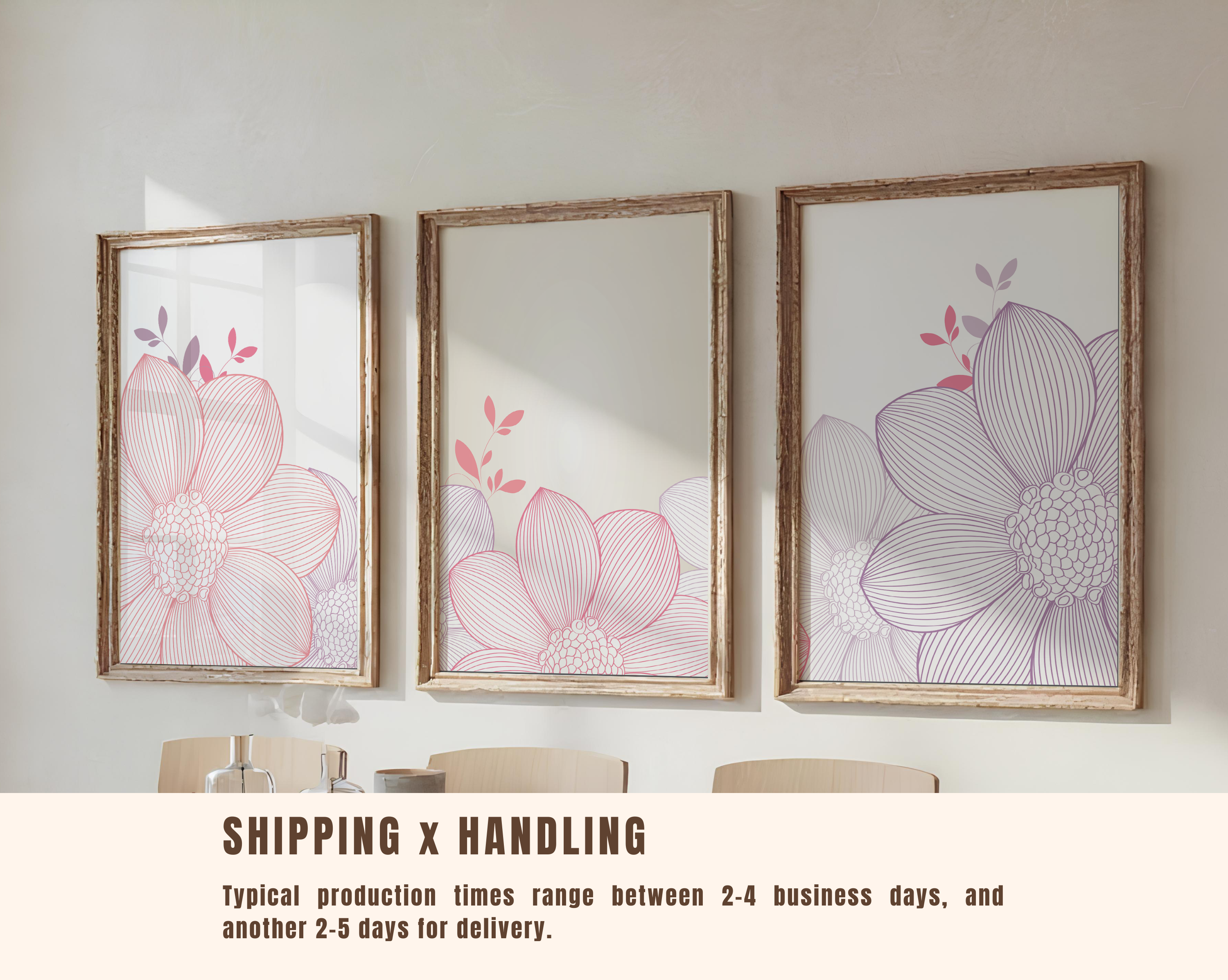 PINK & LILAC FLORAL LINE WALL ART SET – MODERN MINIMALIST FLOWER PRINTS