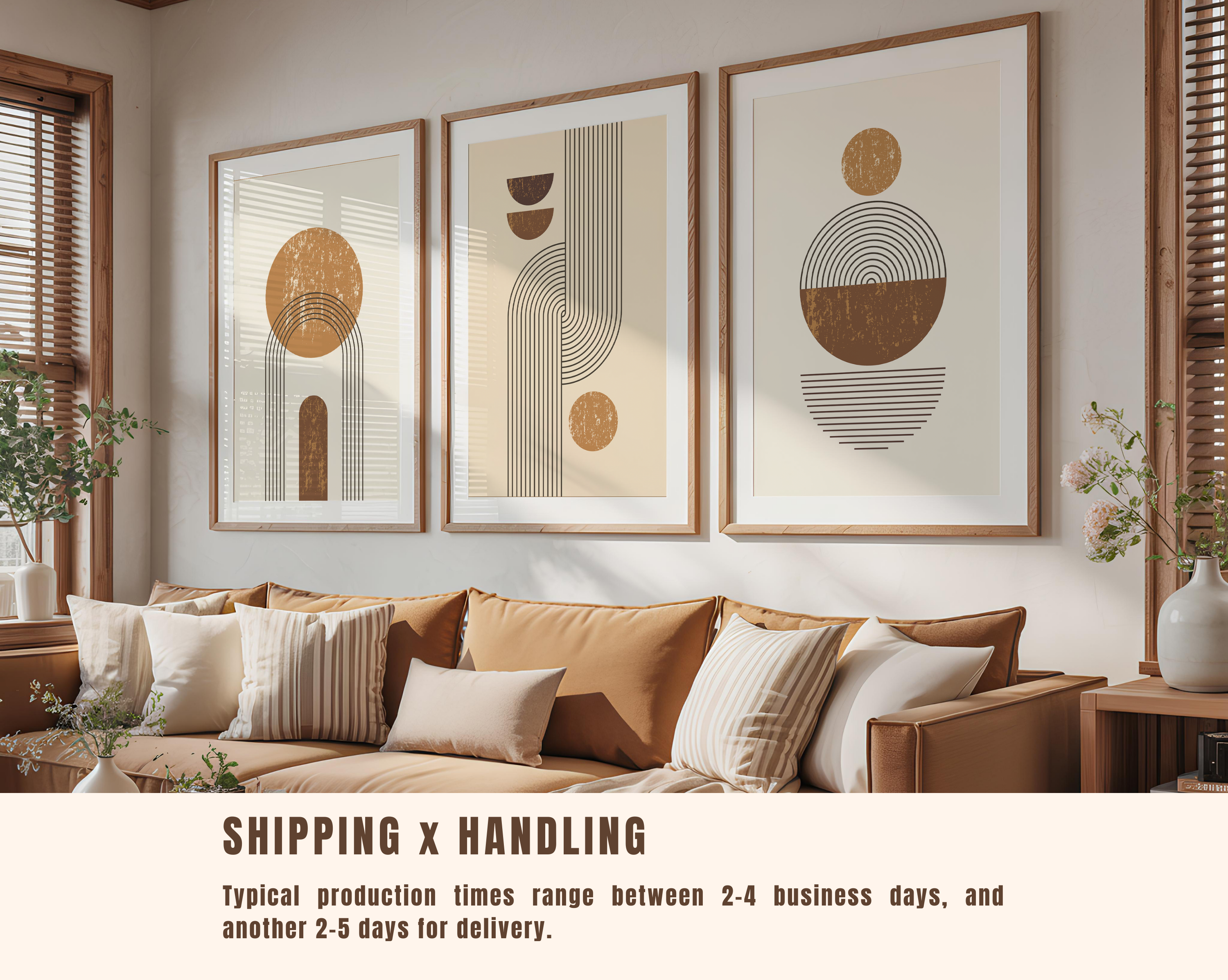 MID-CENTURY BOHO ARCH WALL ART SET – GEOMETRIC SUN & RAINBOW