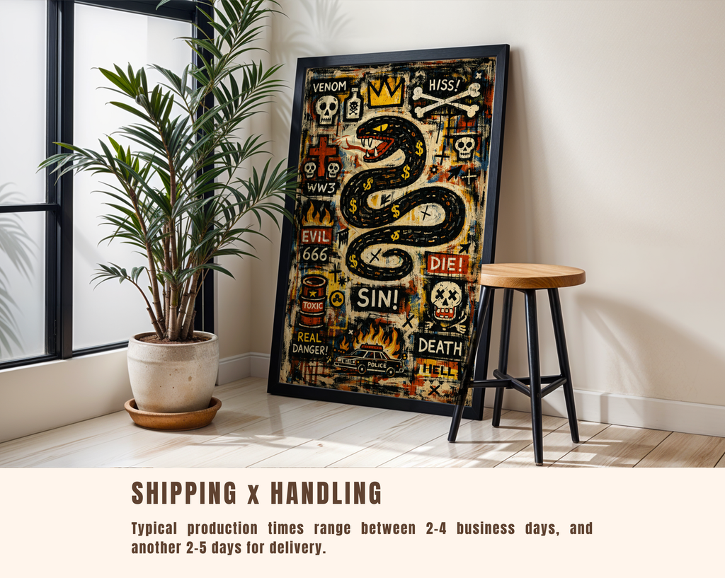Venom & Sin – Basquiat Inspired Neo-Expressionist Snake Graffiti Wall Art