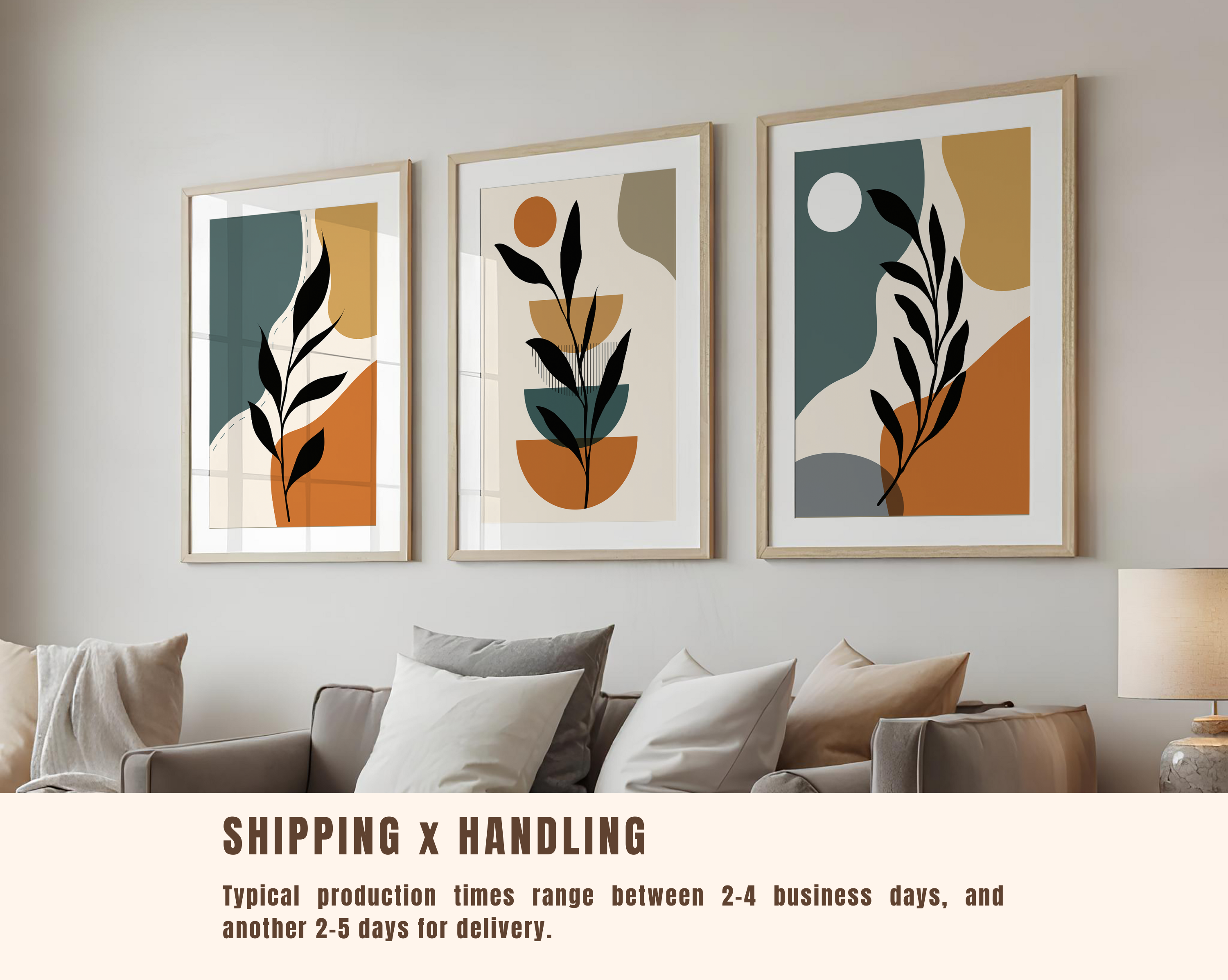 MODERN BOHO BOTANICAL WALL ART SET – EARTH TONE ABSTRACT LEAF PRINTS