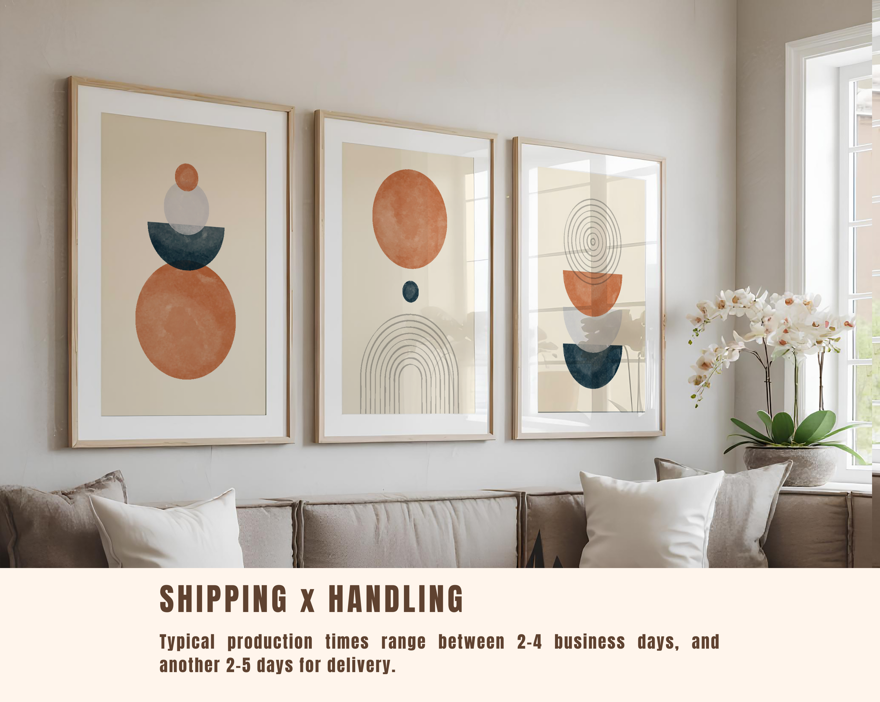 NEUTRAL BOHO GEOMETRIC WALL ART SET – TERRACOTTA