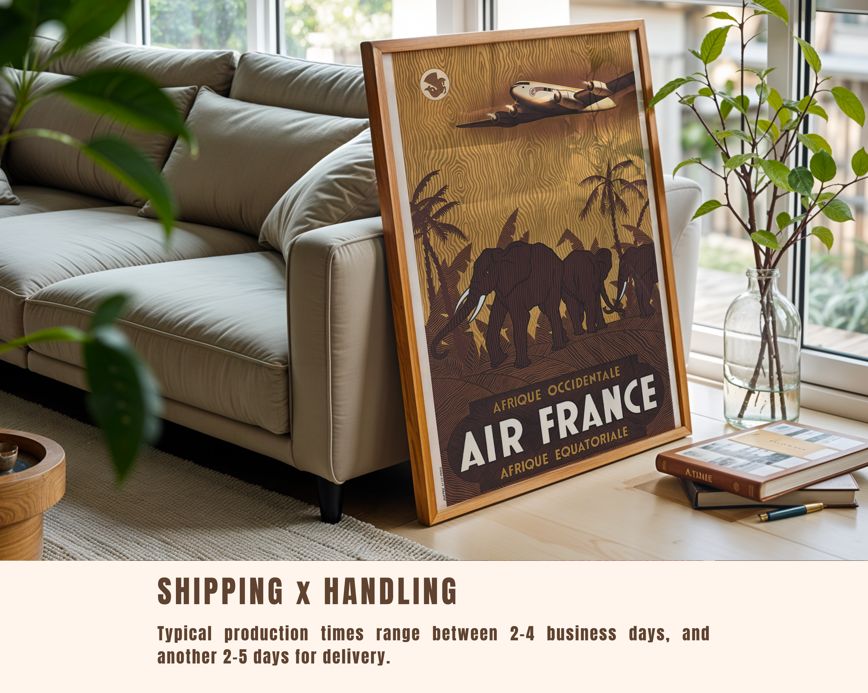 AFRICA TRAVEL POSTER – AIR FRANCE VINTAGE AIRLINE WALL ART