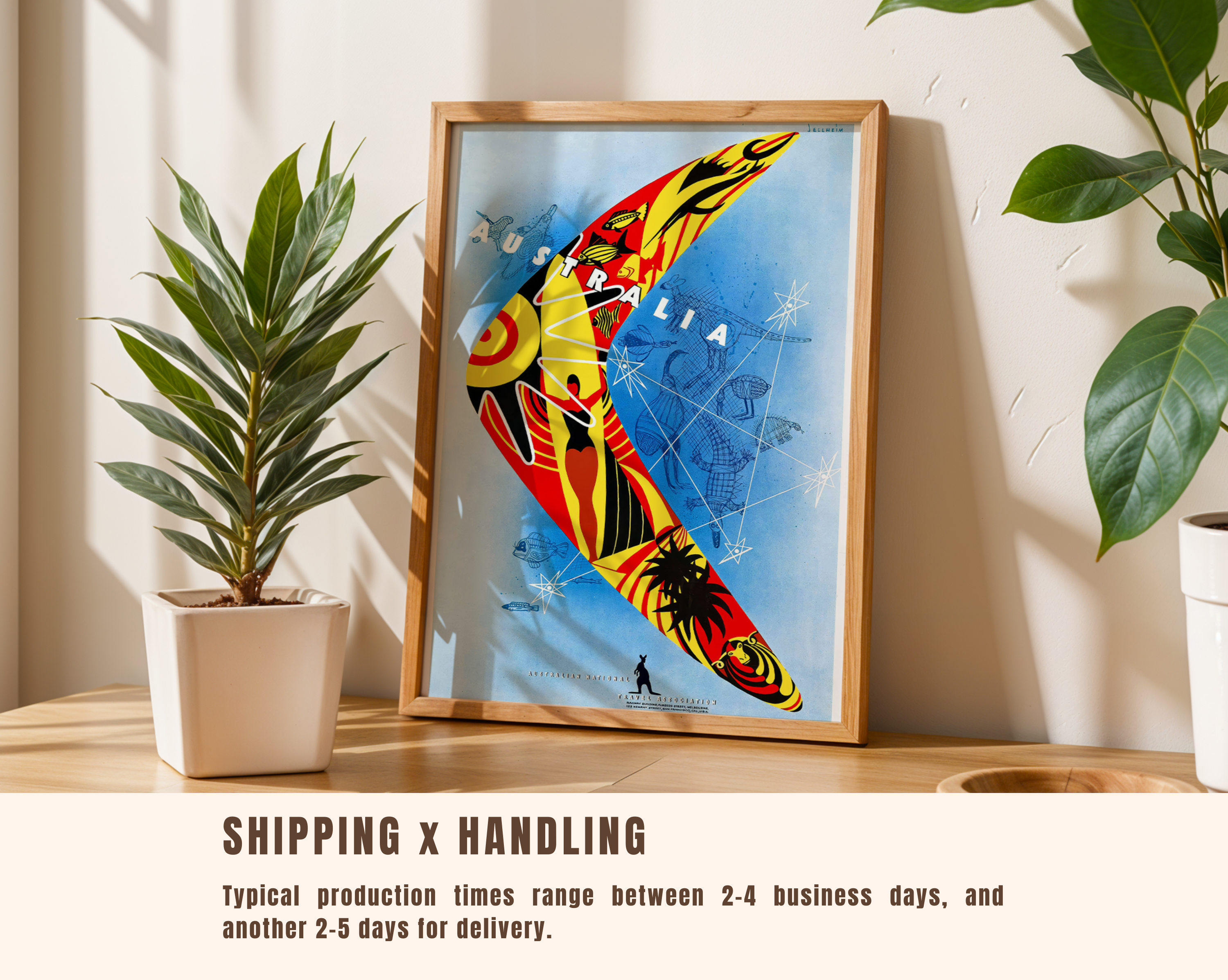 AUSTRALIA TRAVEL POSTER – VINTAGE BOOMERANG WALL ART