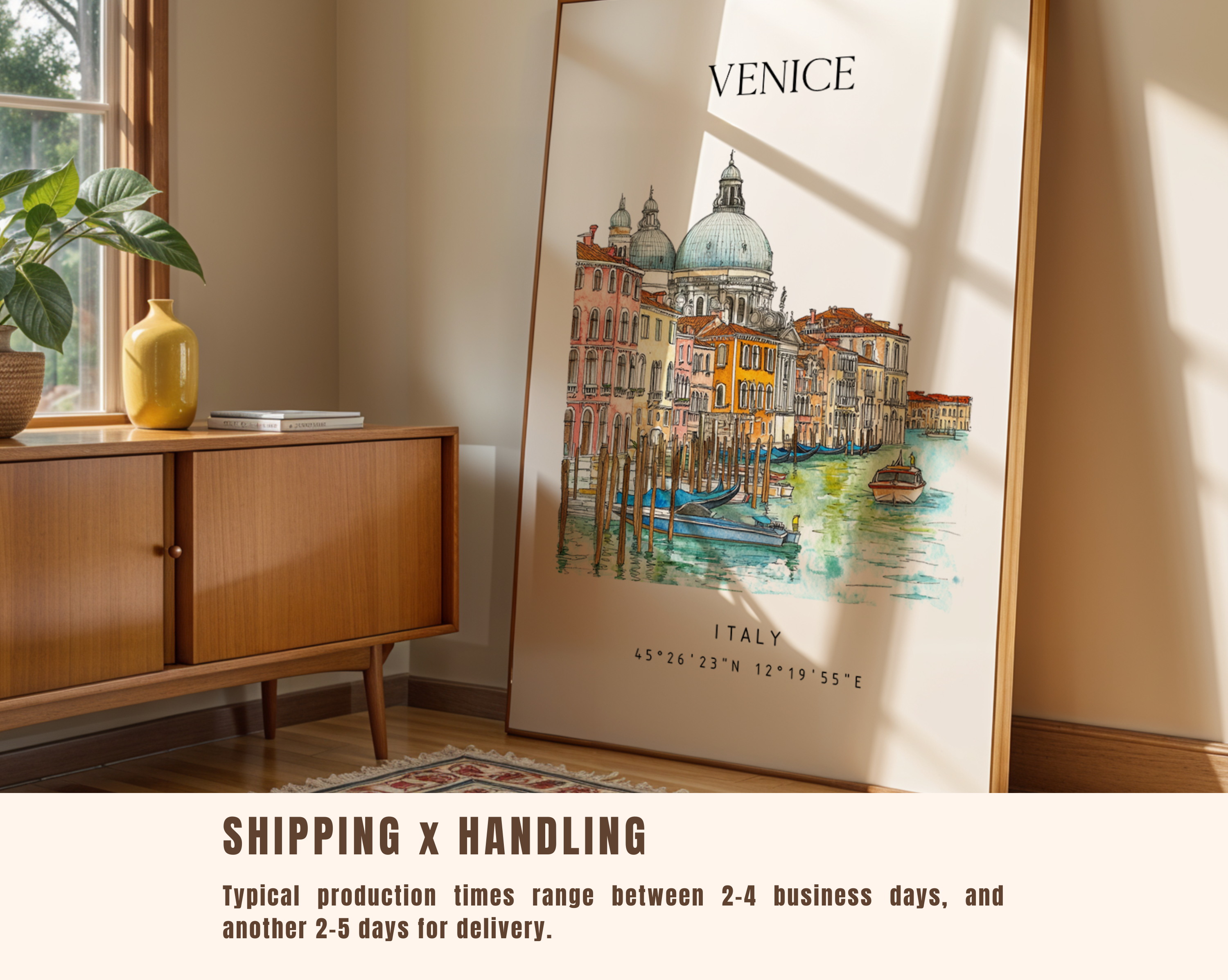 VENICE TRAVEL POSTER – GRAND CANAL WATERCOLOR WALL ART