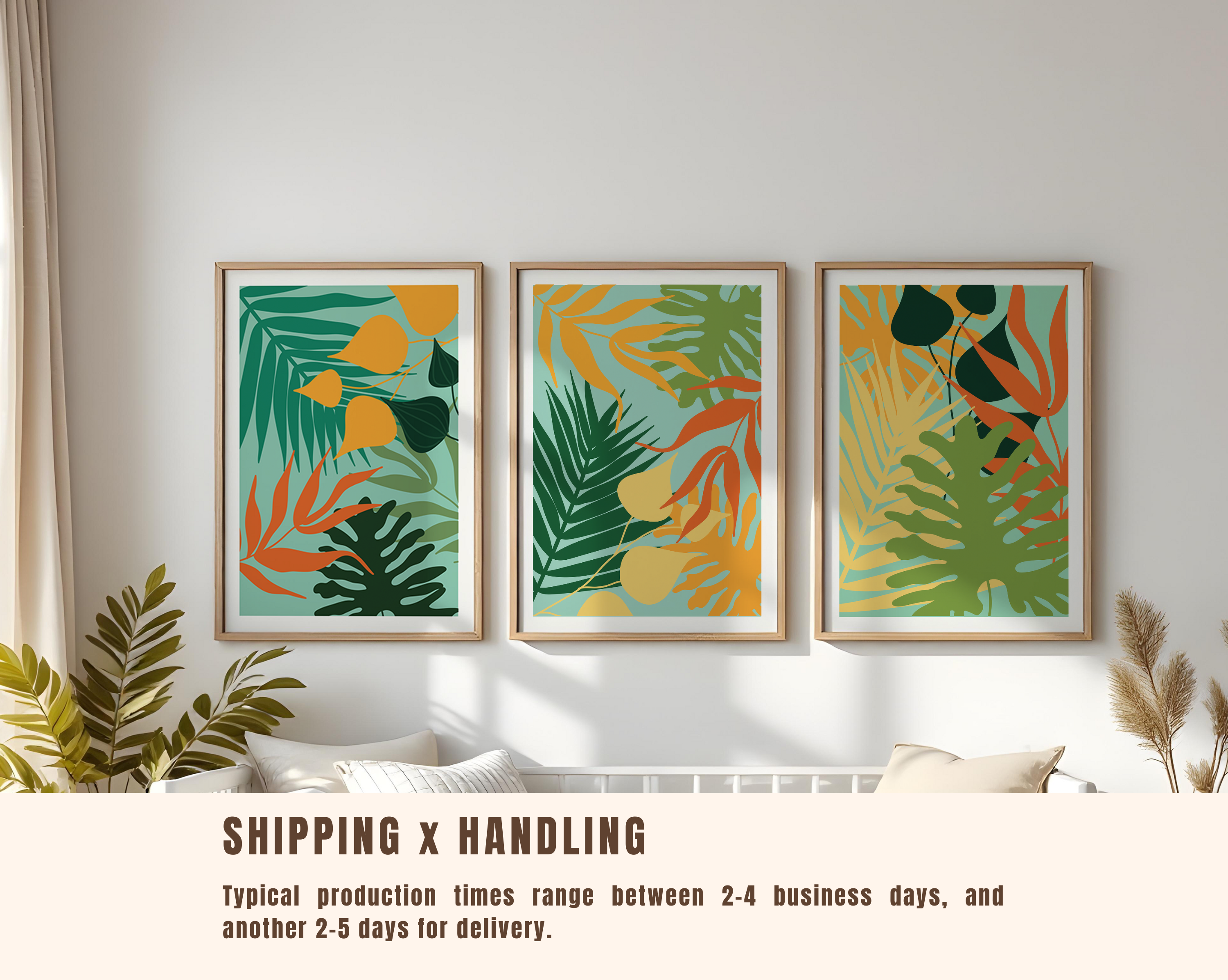 TROPICAL BOTANICAL WALL ART SET – MODERN FLORAL LEAF PRINTS