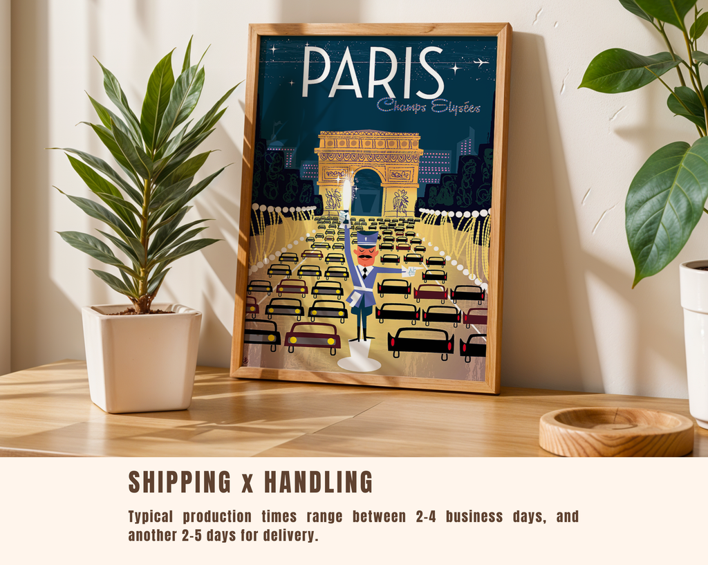 PARIS CHAMPS-ÉLYSÉES VINTAGE TRAVEL POSTER – ARC DE TRIOMPHE