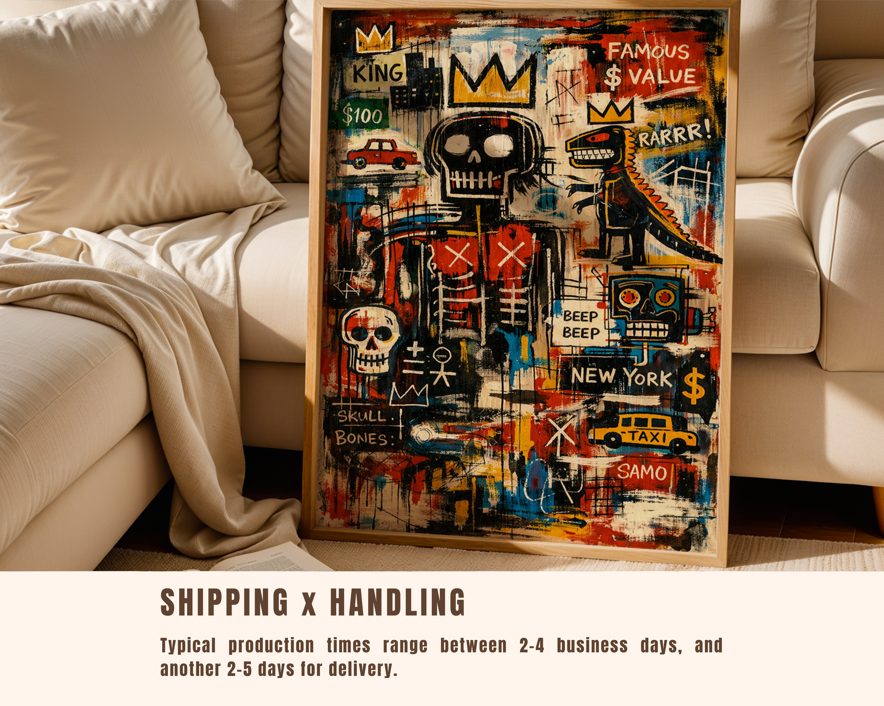 Basquiat Inspired Skull King – New York Street Art Print