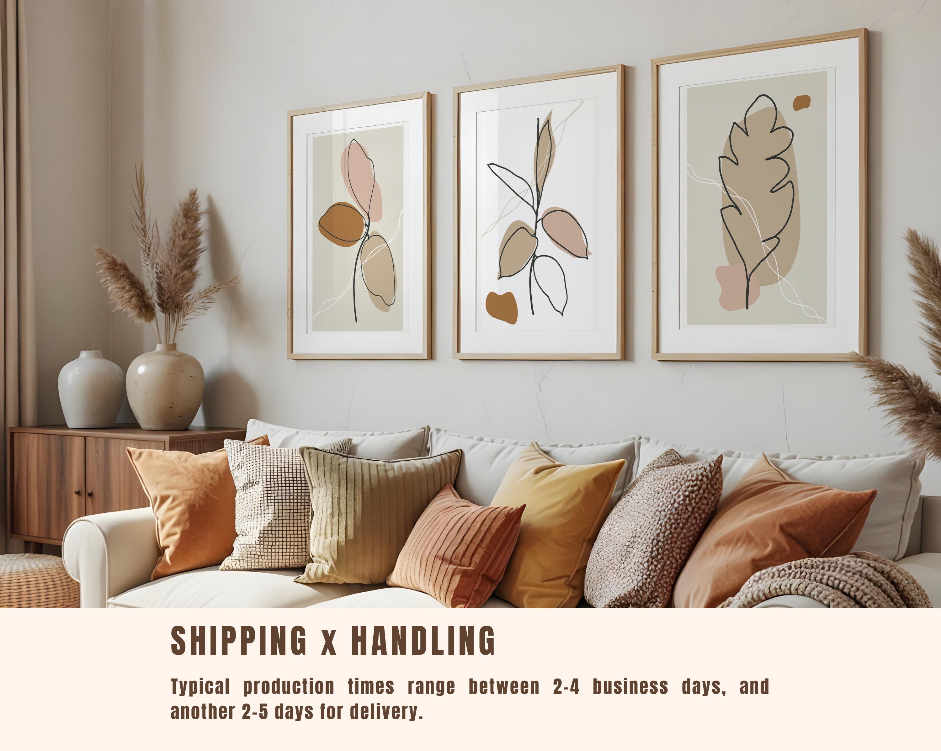 NEUTRAL BOHO LINE ART BOTANICAL WALL ART SET – MINIMAL ABSTRACT LEAF