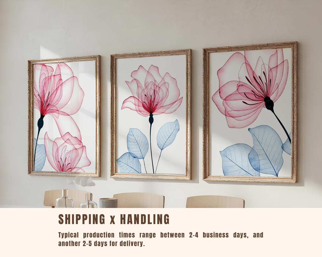 PINK FLORAL WALL ART SET – MODERN BOTANICAL BLOOM PRINTS
