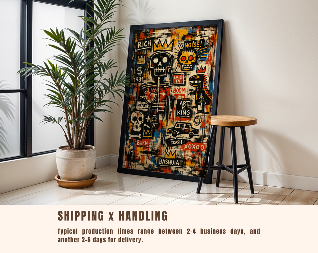 Basquiat Inspired Art Is King – Urban Skull Graffiti Wall Art