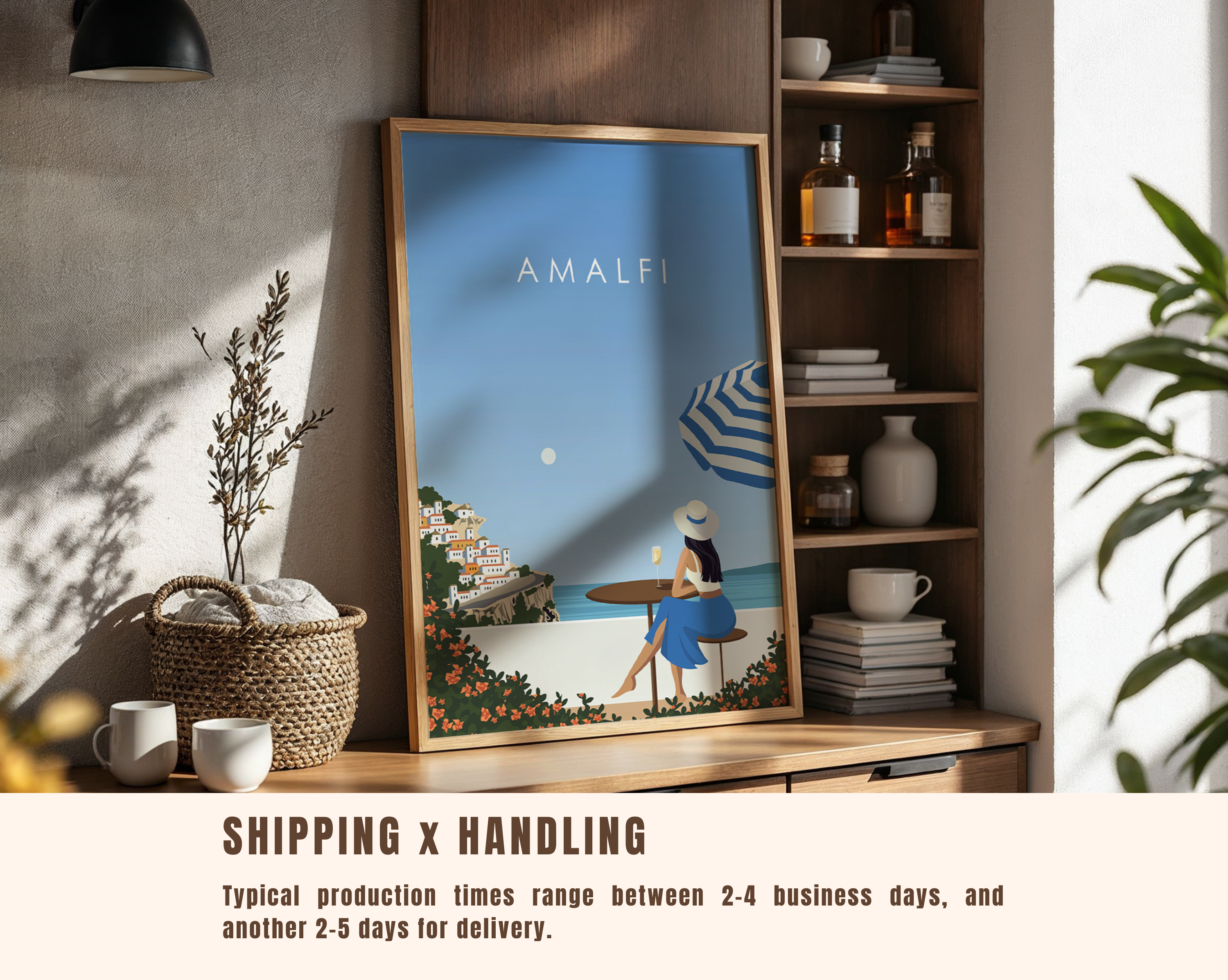 Amalfi Coast Travel Print – Italy Coastal Wall Art