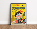 SCOTLAND VINTAGE TRAVEL POSTER – FLY SAS BAGPIPER WALL ART PRINT