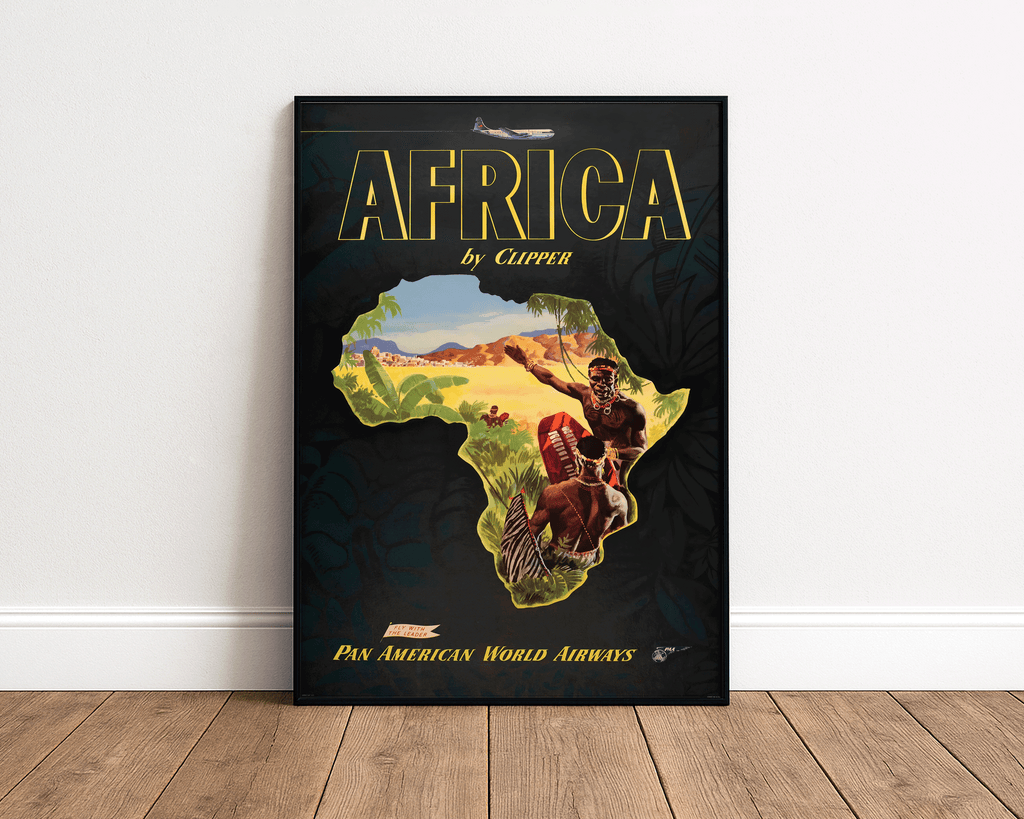 AFRICA TRAVEL POSTER – PAN AM CLIPPER VINTAGE AIRLINE WALL ART