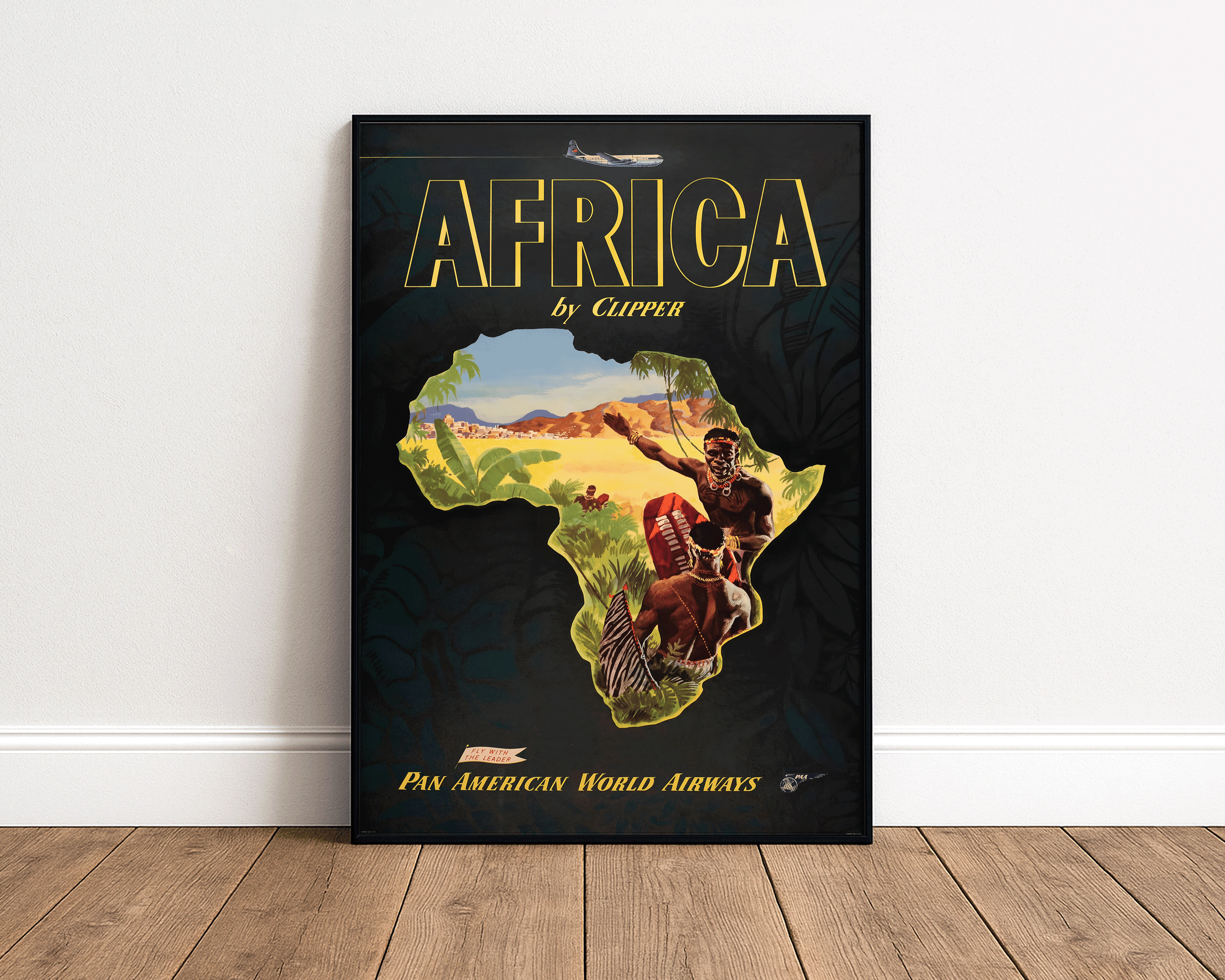 AFRICA TRAVEL POSTER – PAN AM CLIPPER VINTAGE AIRLINE WALL ART