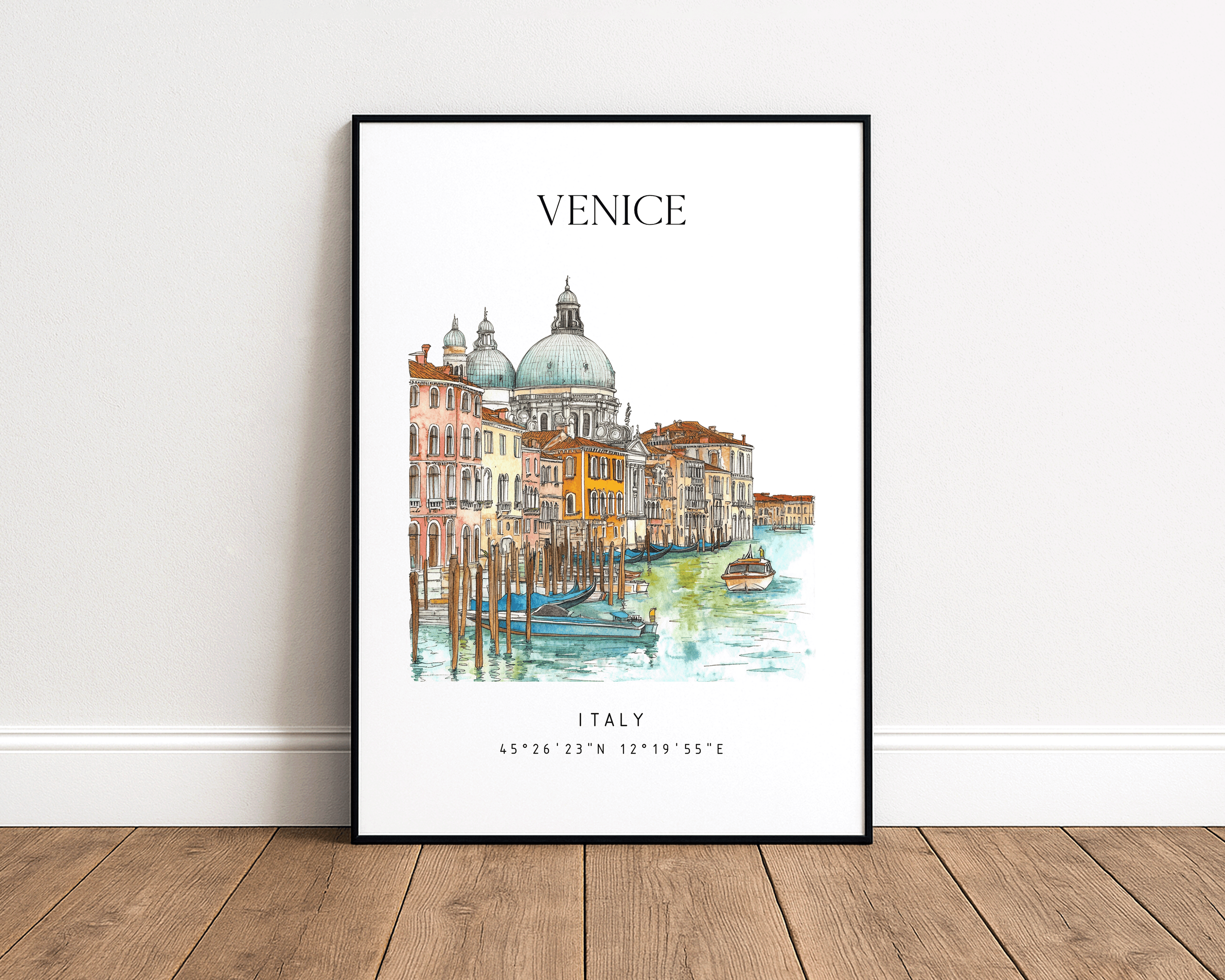 VENICE TRAVEL POSTER – GRAND CANAL WATERCOLOR WALL ART