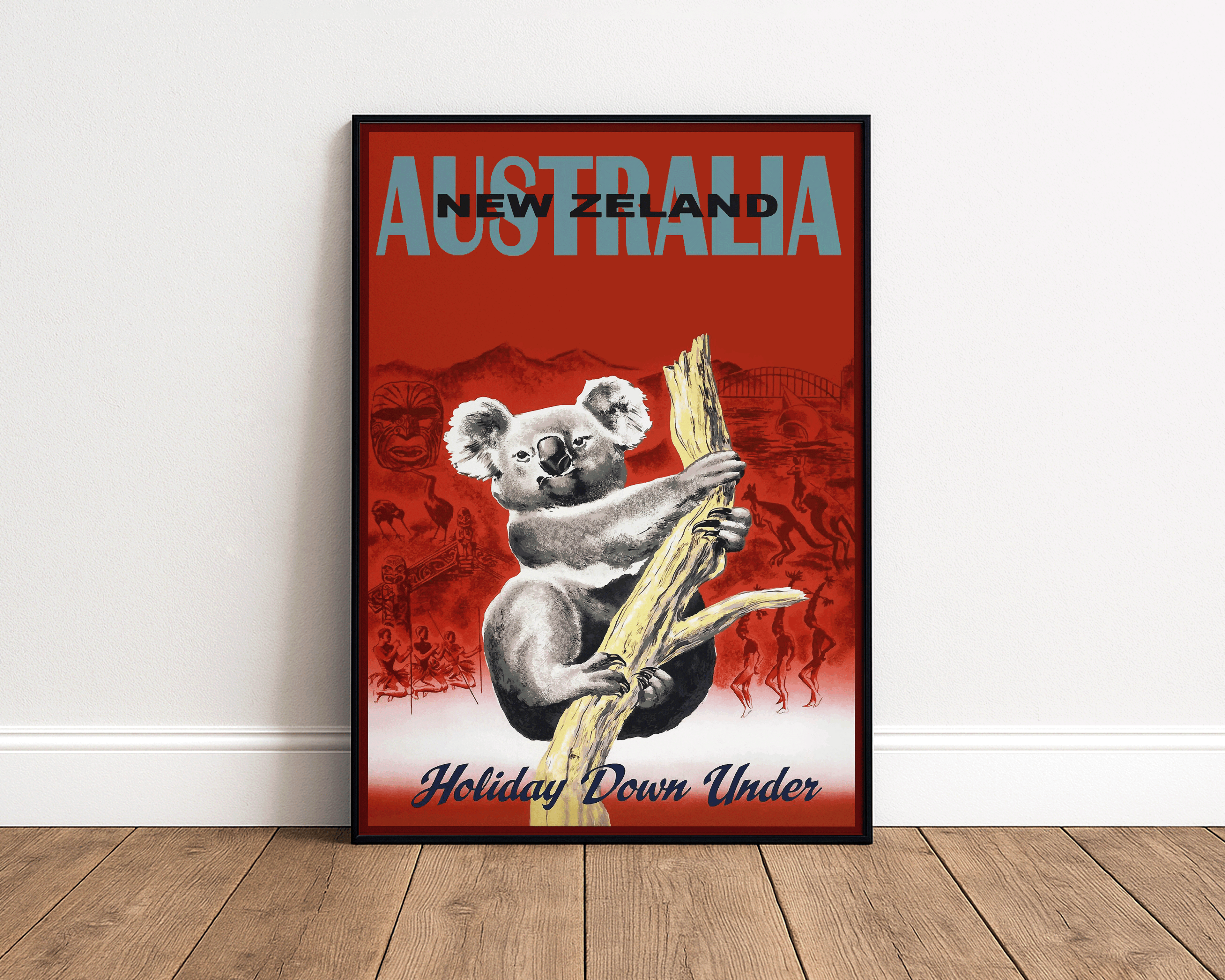 AUSTRALIA & NEW ZEALAND TRAVEL POSTER