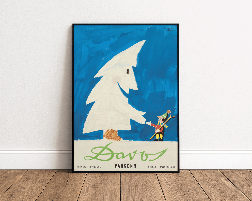 DAVOS PARSENN VINTAGE SKI POSTER – SWISS ALPS WINTER TRAVEL WALL ART