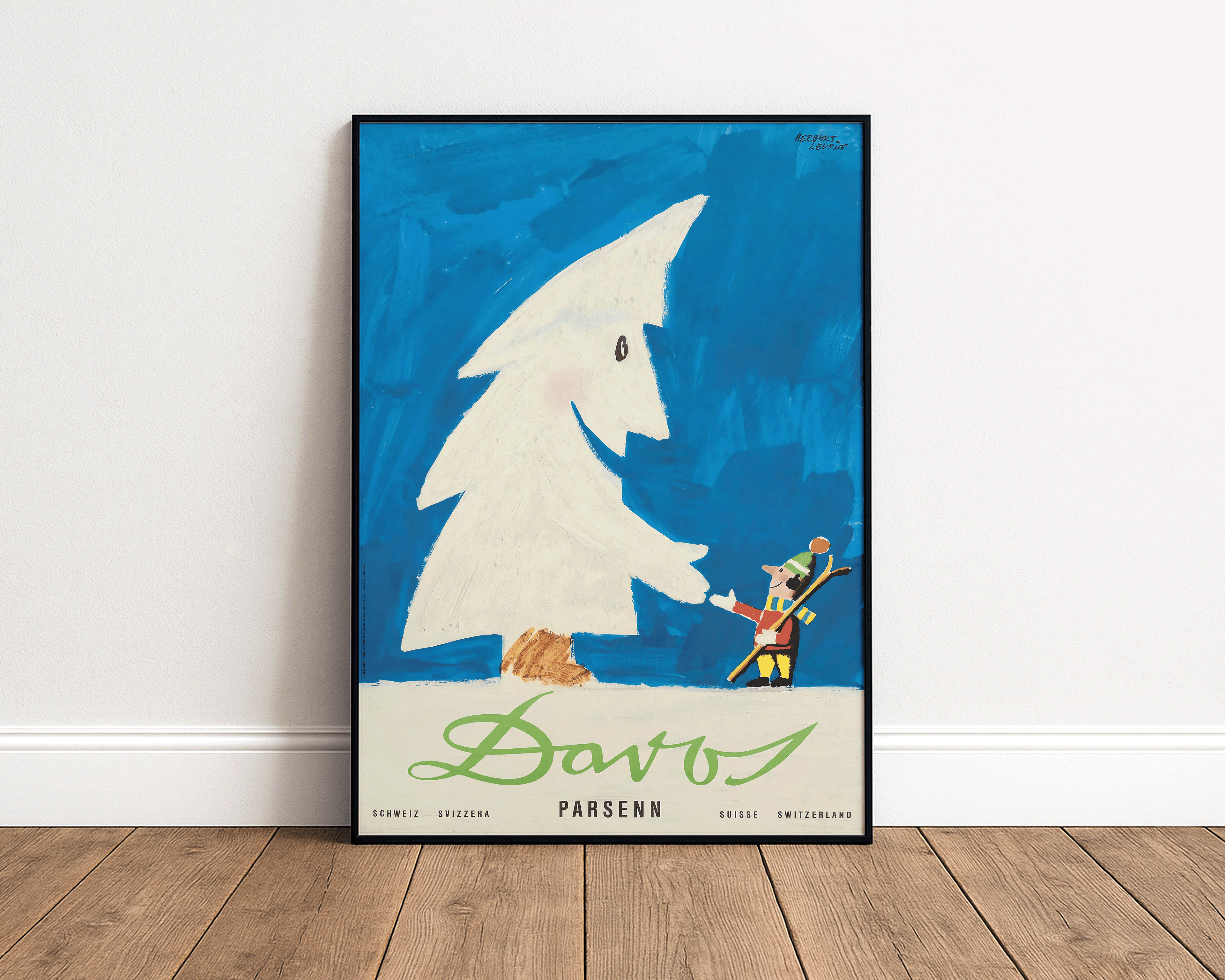 DAVOS PARSENN VINTAGE SKI POSTER – SWISS ALPS WINTER TRAVEL WALL ART