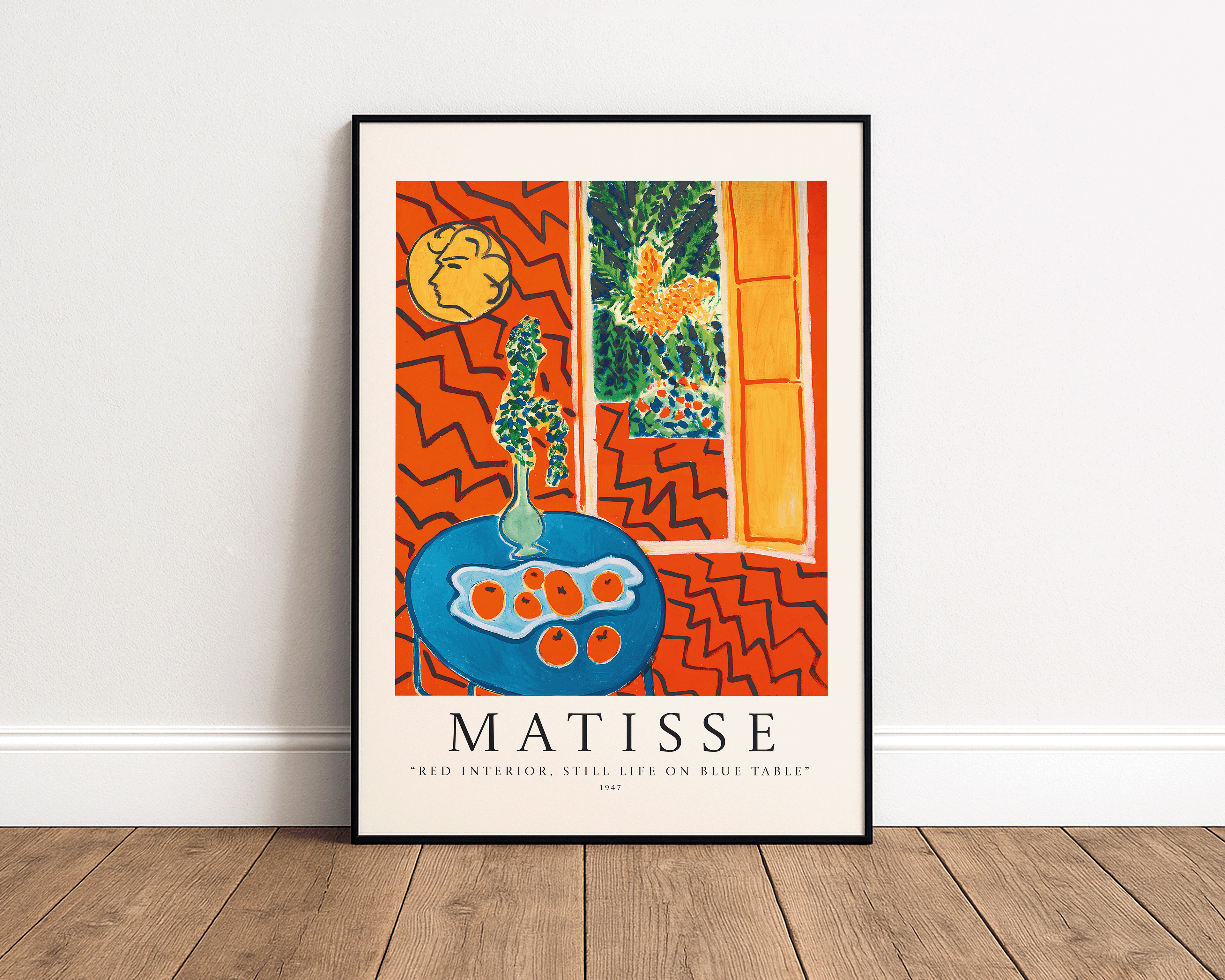 Red Interior, Still Life on Blue Table – Henri Matisse Art Print (1947)