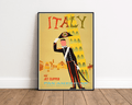 ITALY TRAVEL POSTER – PAN AM JET CLIPPER VINTAGE WALL ART