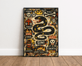Venom & Sin – Basquiat Inspired Neo-Expressionist Snake Graffiti Wall Art