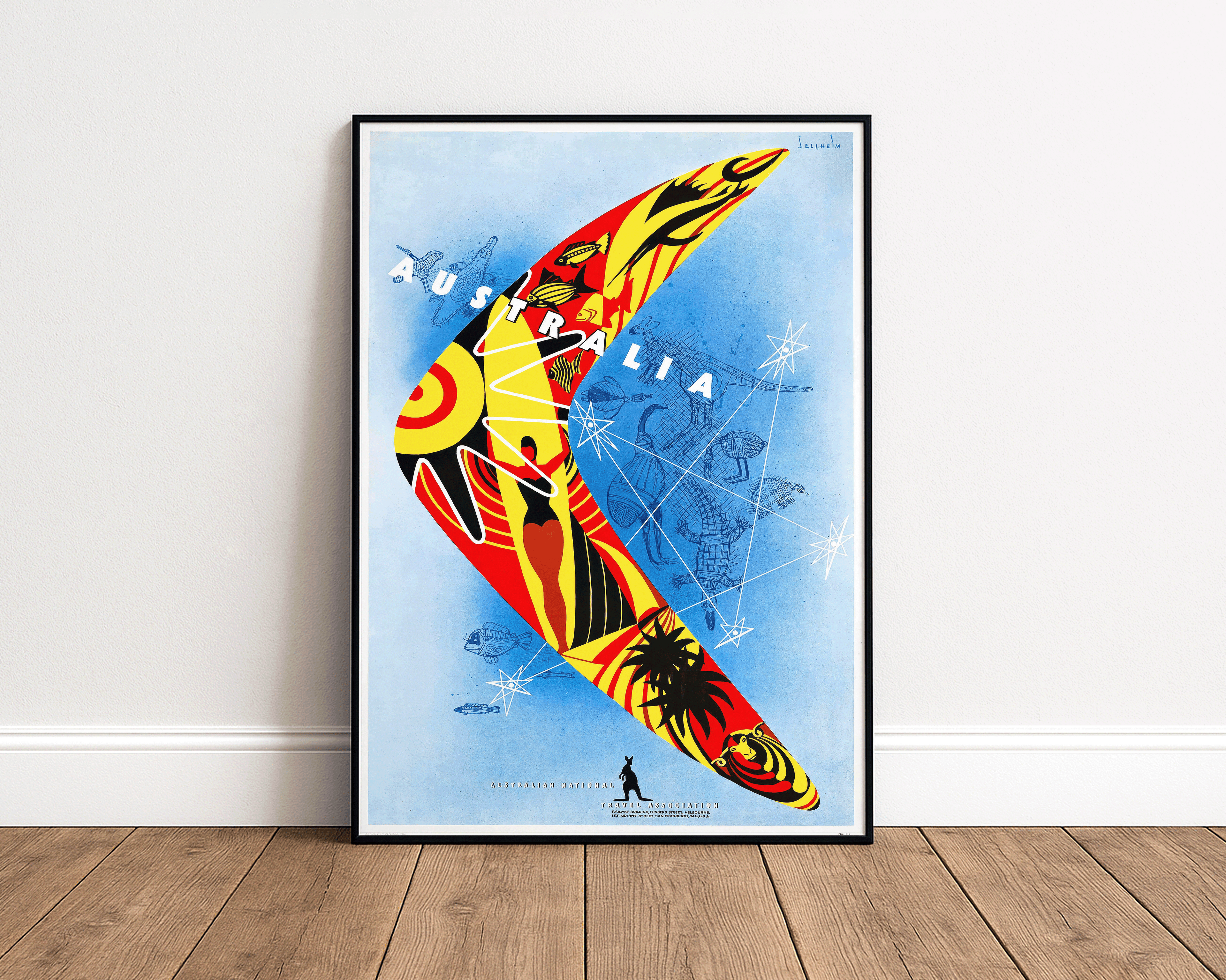 AUSTRALIA TRAVEL POSTER – VINTAGE BOOMERANG WALL ART