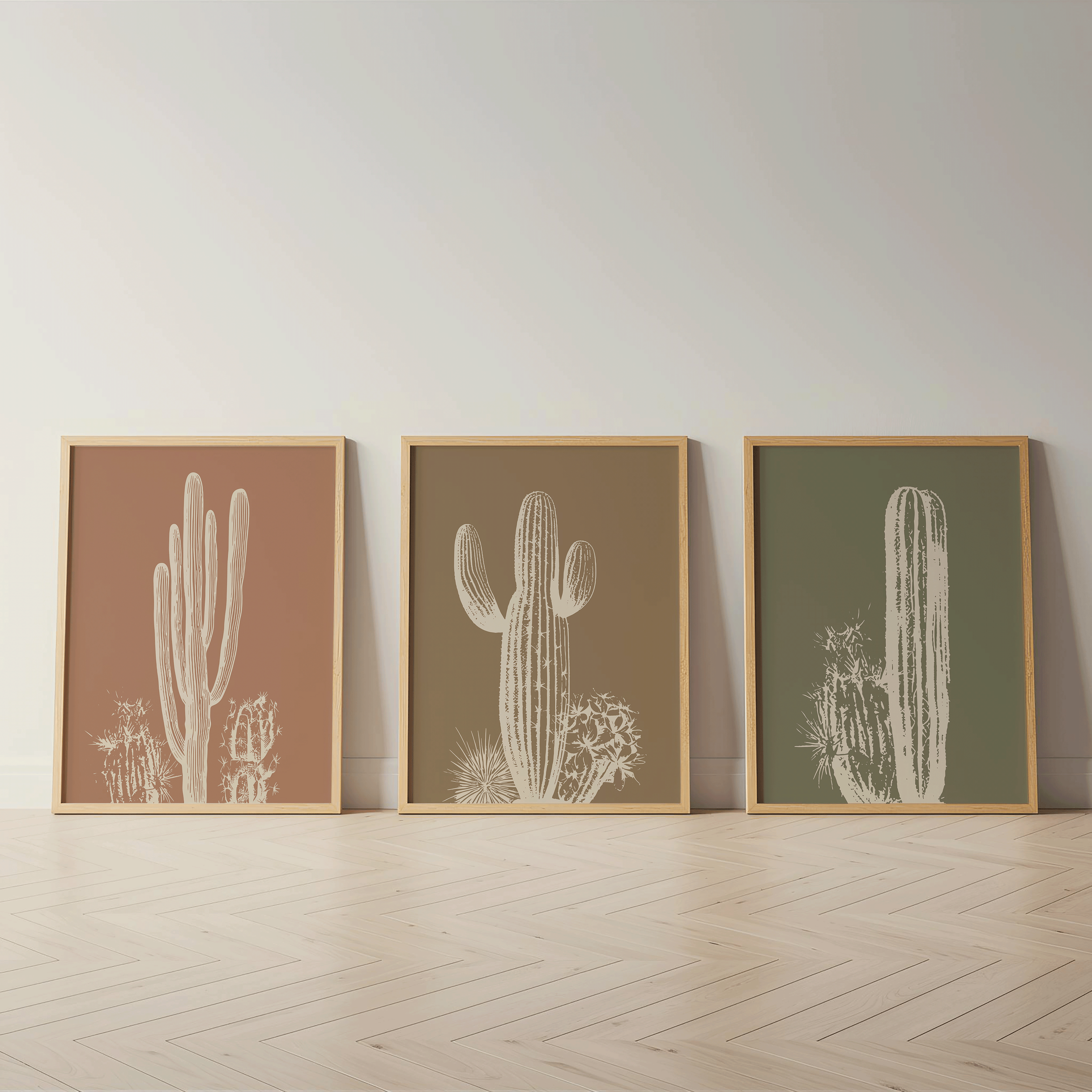 DESERT CACTUS WALL ART SET – BOHO SOUTHWESTERN NEUTRAL PRINTS