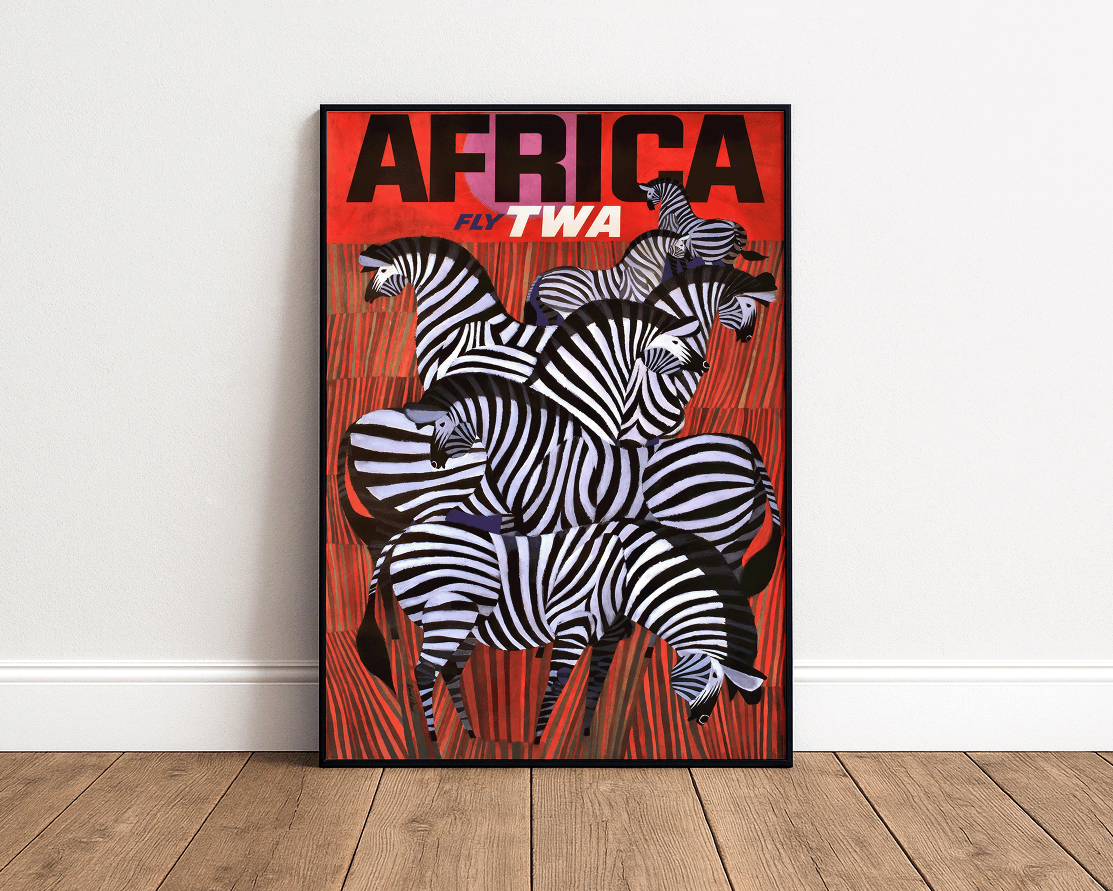 AFRICA TRAVEL POSTER – ZEBRA SAFARI WATERCOLOR WALL ART