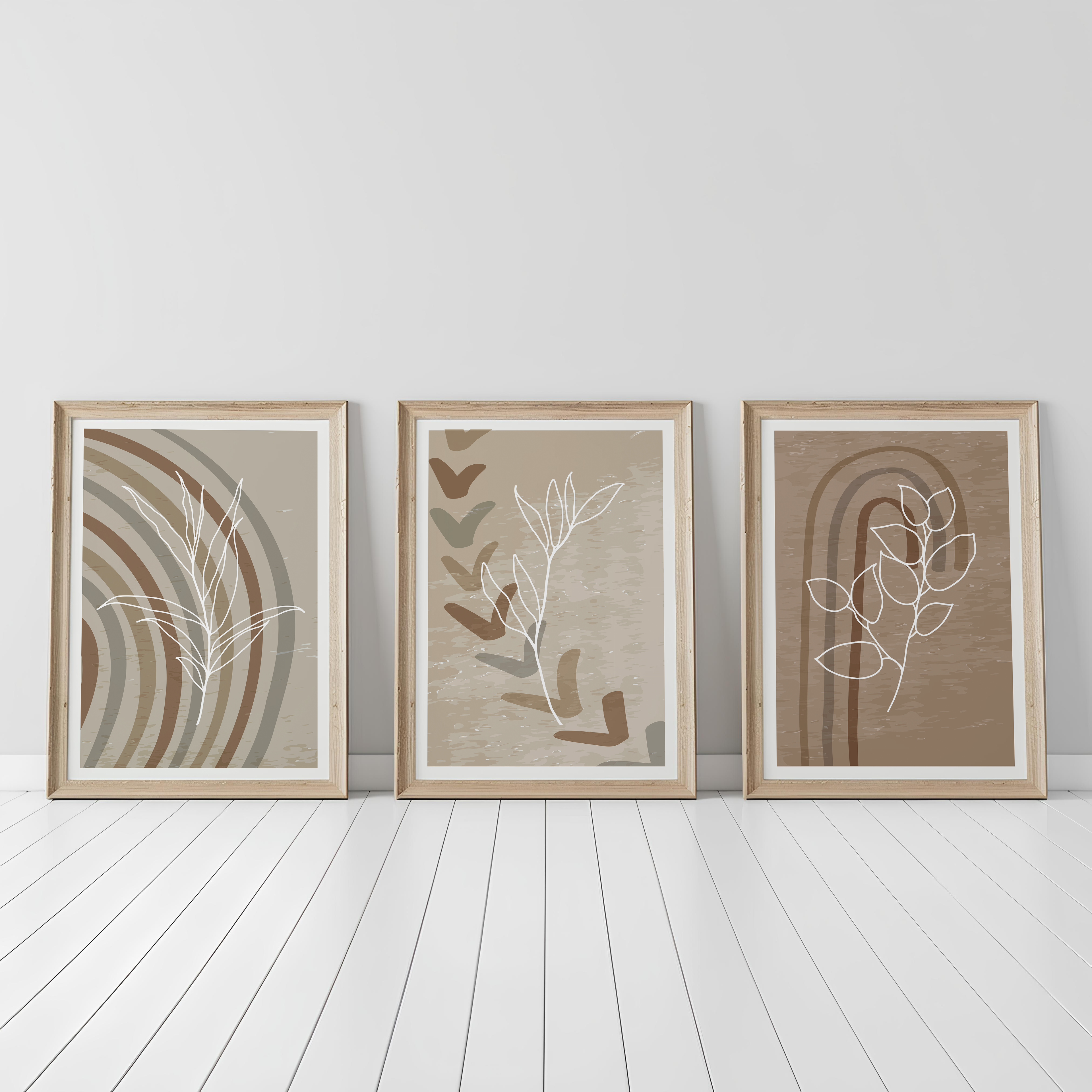 NEUTRAL BOHO BOTANICAL WALL ART SET – EARTH TONE