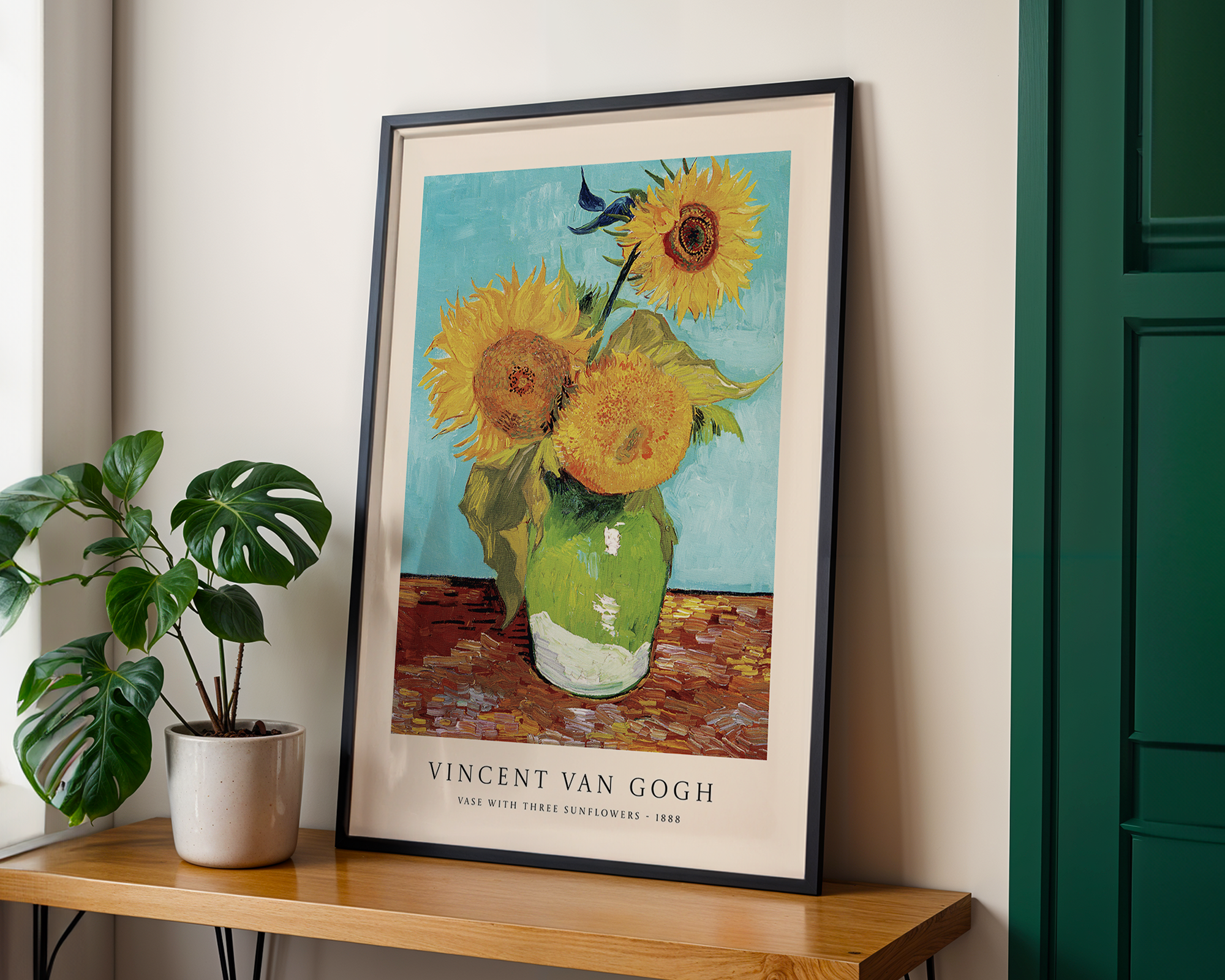Vase with Three Sunflowers (1888) – Vincent van Gogh Art Print