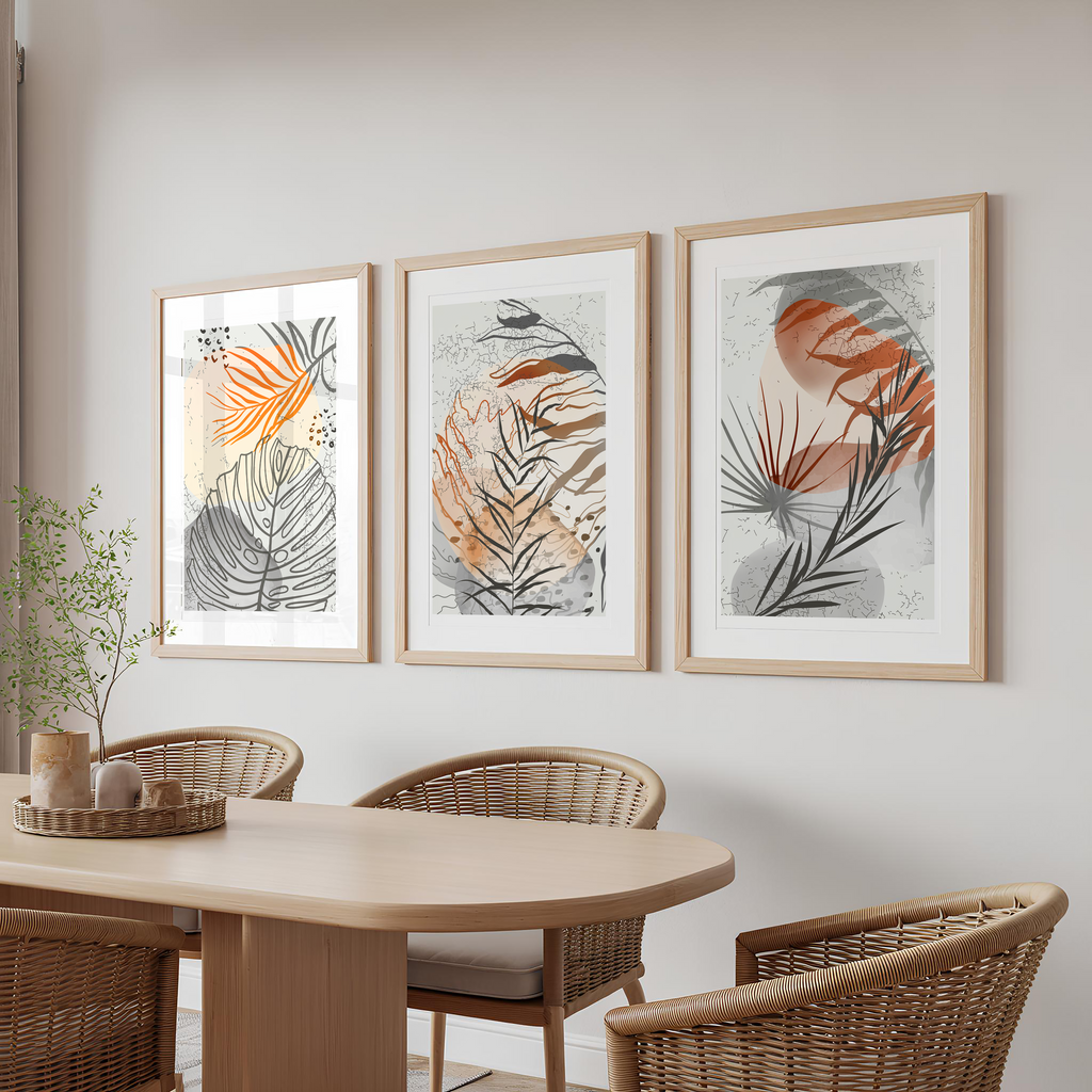NEUTRAL BOTANICAL ABSTRACT WALL ART SET – MODERN EARTH TONE