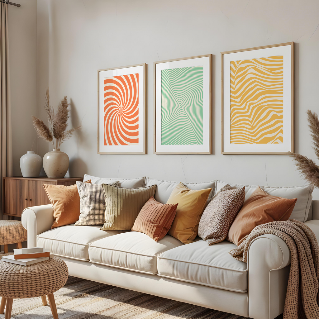 RETRO OP ART ABSTRACT WALL ART SET – MID-CENTURY MODERN