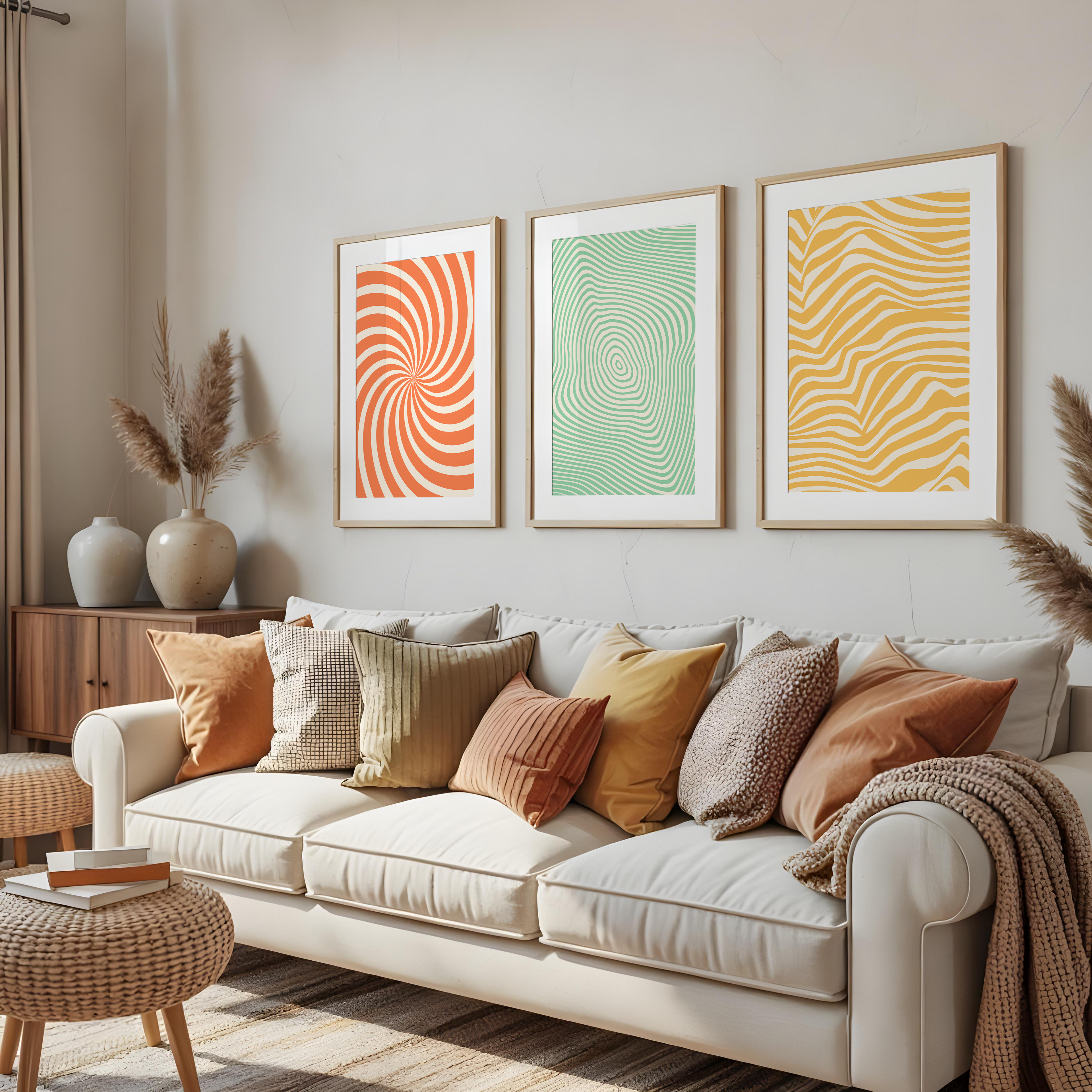 RETRO OP ART ABSTRACT WALL ART SET – MID-CENTURY MODERN