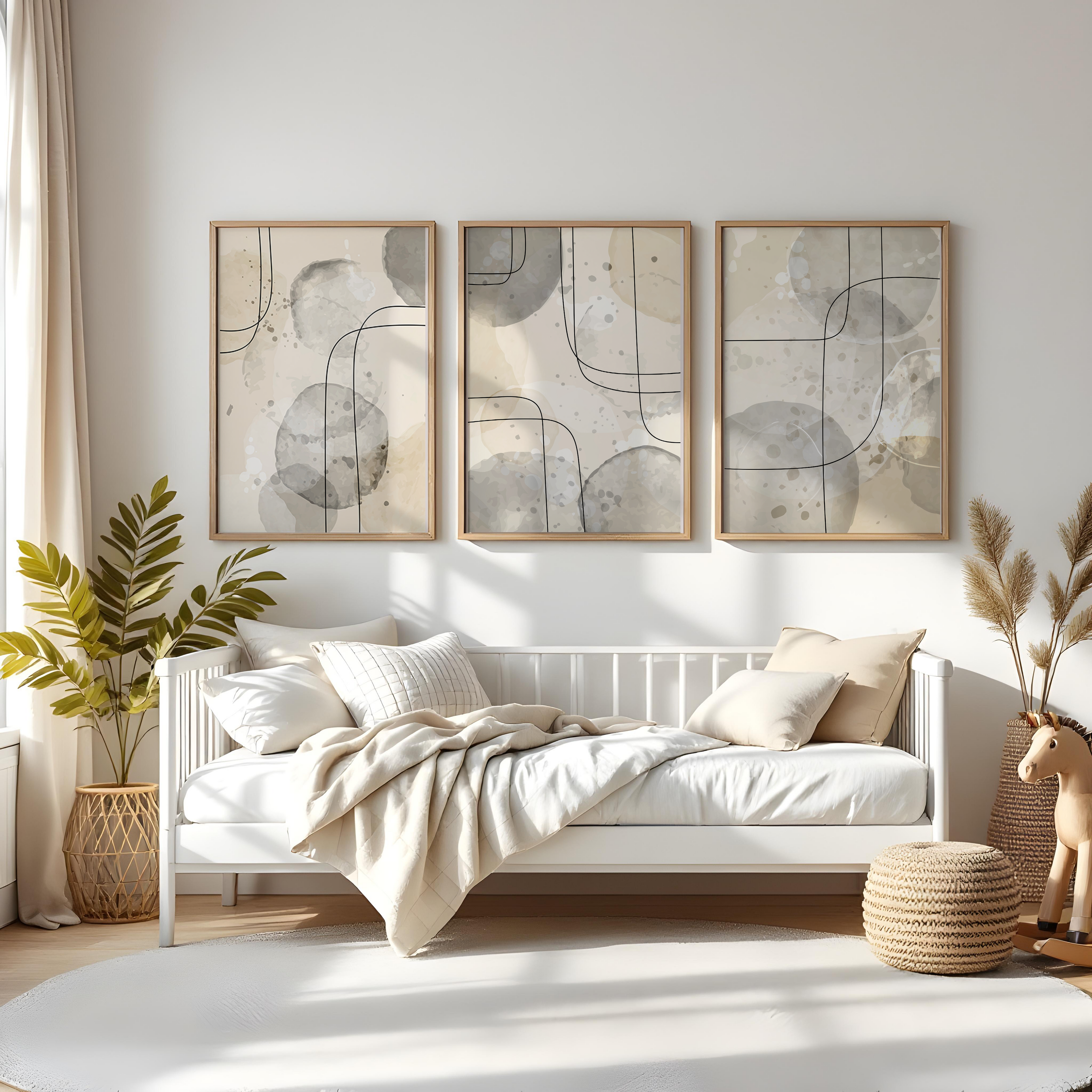NEUTRAL ABSTRACT WALL ART SET – BEIGE & GREY MINIMALIST MODERN