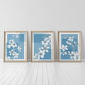 BLUE FLORAL WALL ART SET – MINIMALIST BOTANICAL LINE DRAWING PRINTS