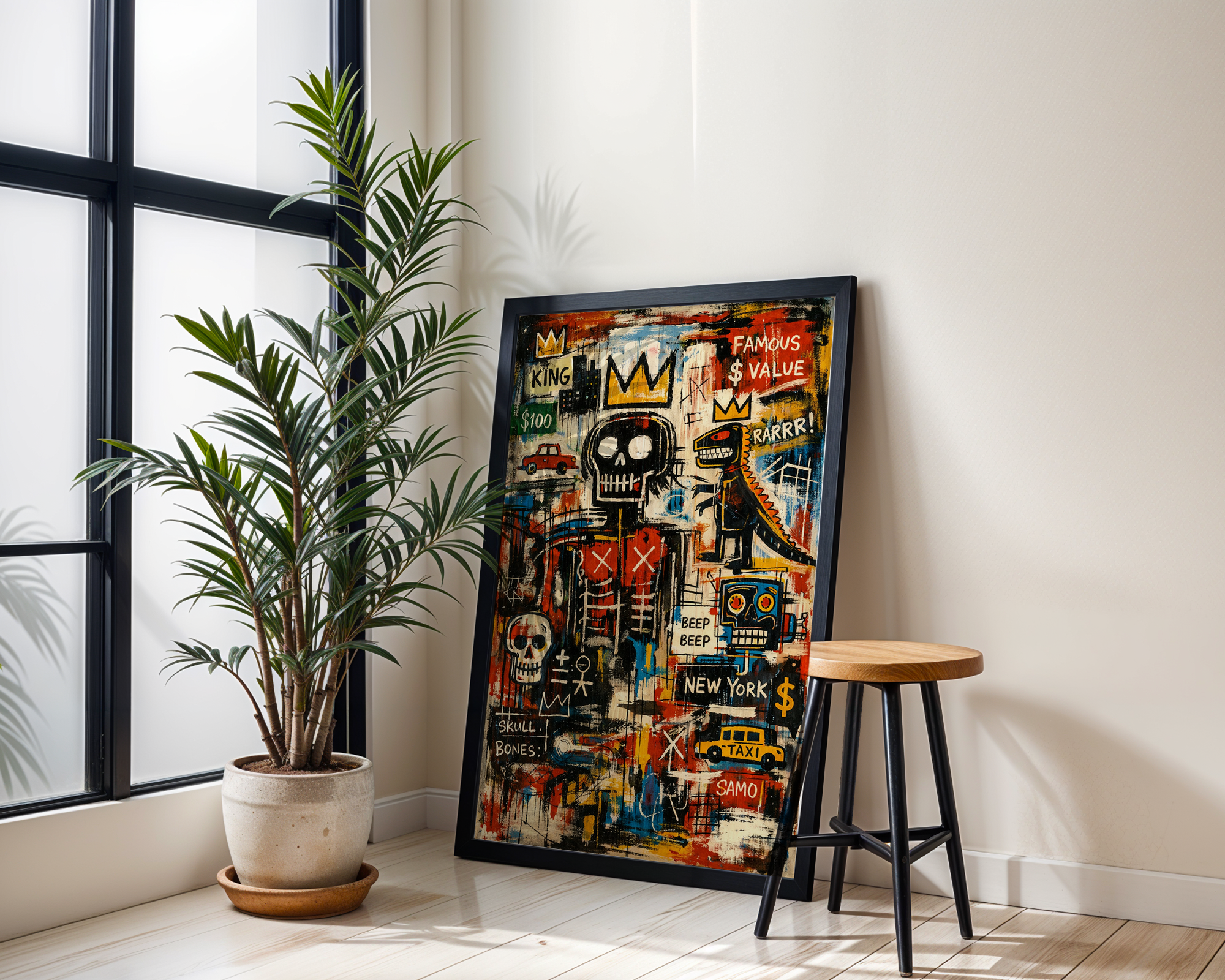 Basquiat Inspired Skull King – New York Street Art Print