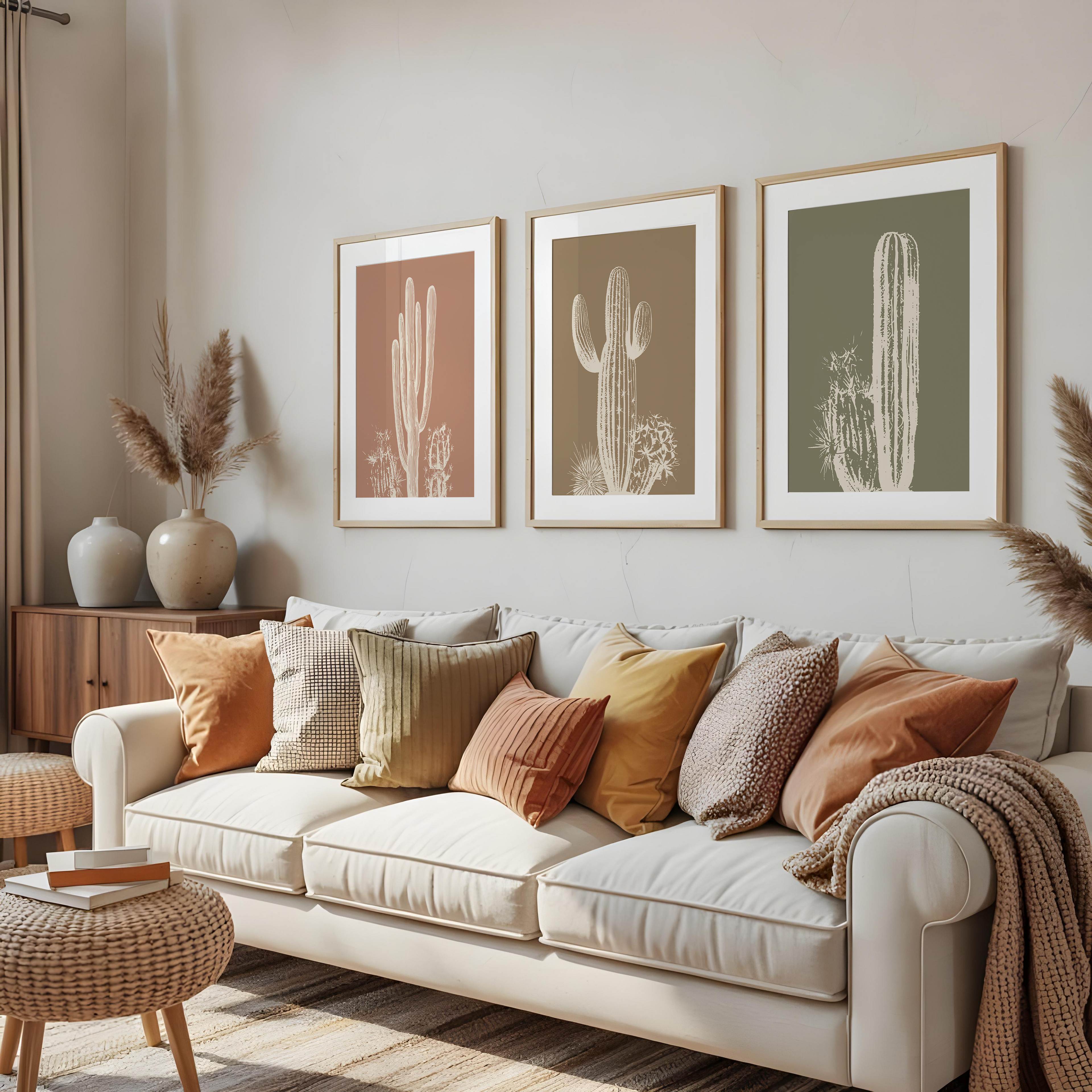 DESERT CACTUS WALL ART SET – BOHO SOUTHWESTERN NEUTRAL PRINTS