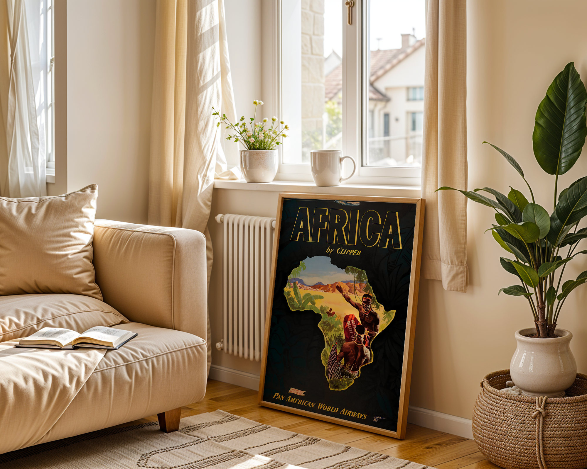 AFRICA TRAVEL POSTER – PAN AM CLIPPER VINTAGE AIRLINE WALL ART