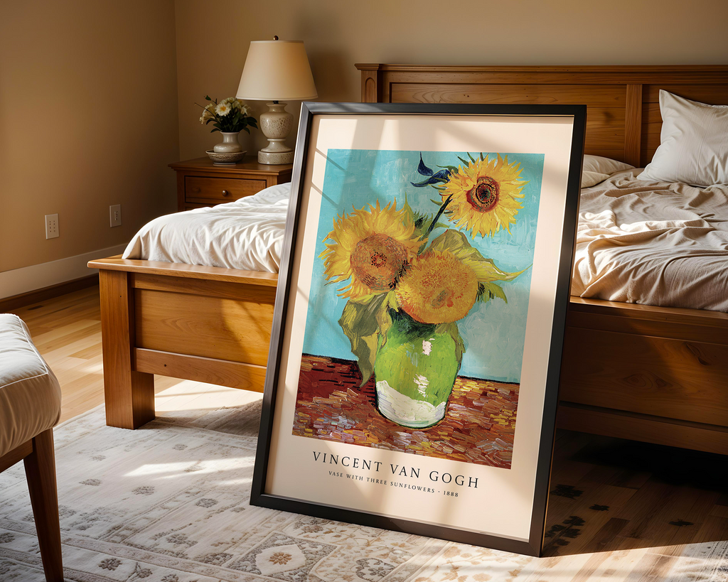 Vase with Three Sunflowers (1888) – Vincent van Gogh Art Print