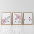 PINK & BLUE FLORAL LINE WALL ART SET – MODERN BOTANICAL