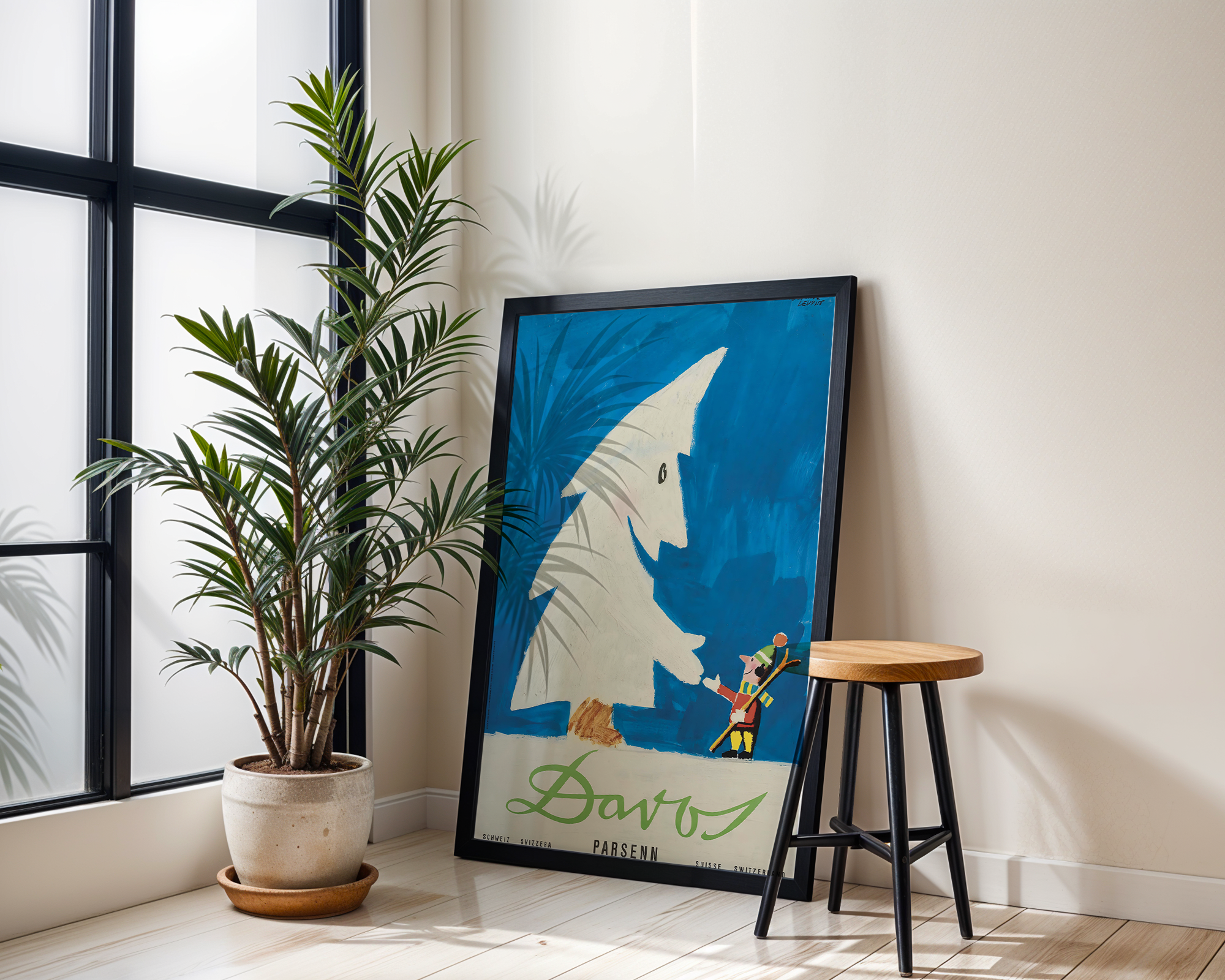 DAVOS PARSENN VINTAGE SKI POSTER – SWISS ALPS WINTER TRAVEL WALL ART