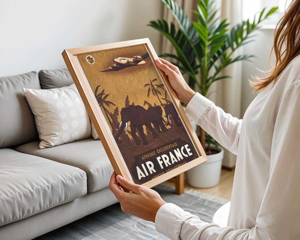 AFRICA TRAVEL POSTER – AIR FRANCE VINTAGE AIRLINE WALL ART